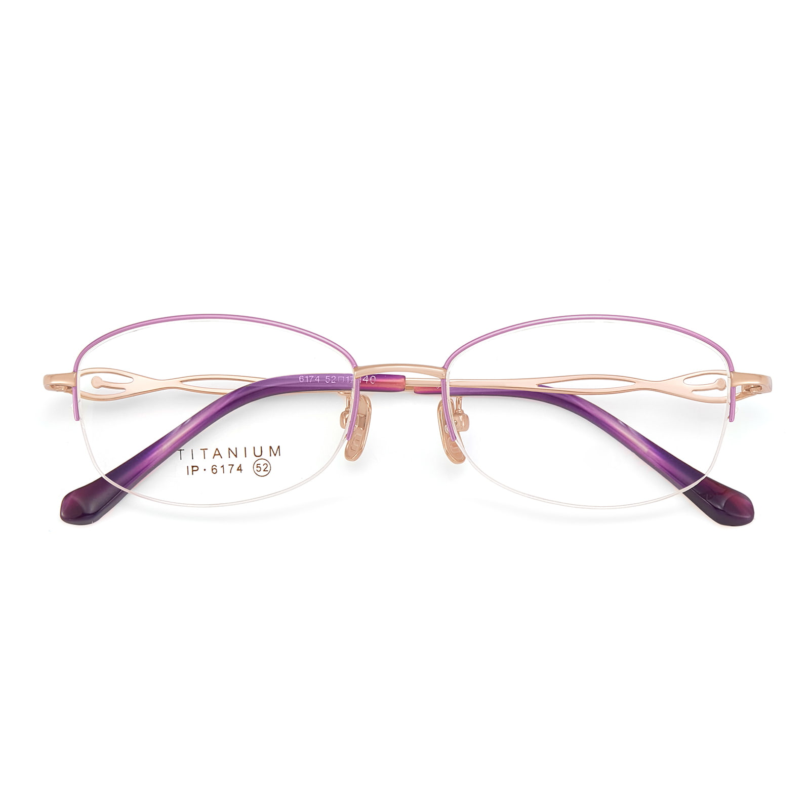 6174 Halbrahmen-Hohlkopf-Diamant-Reintitanbrille
