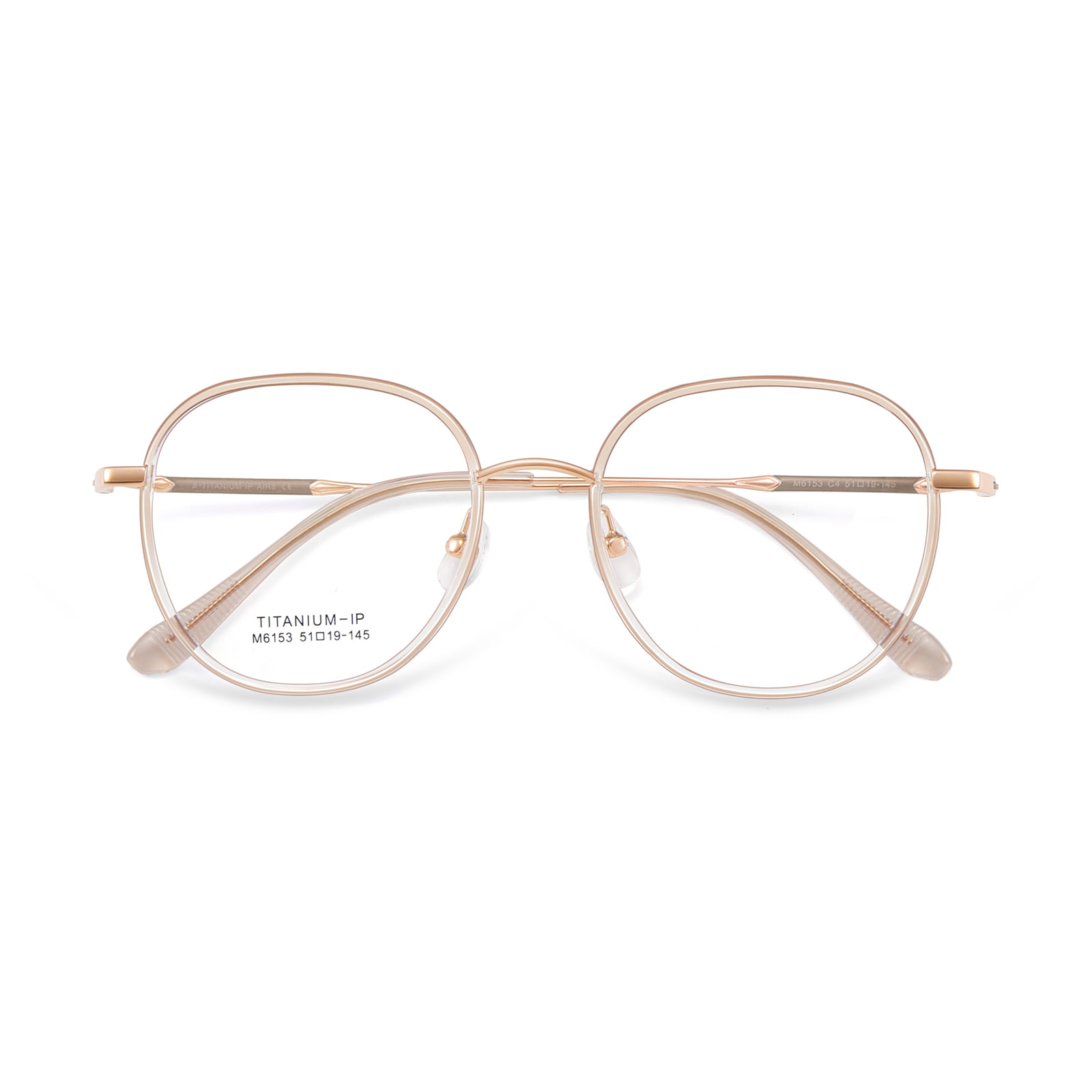 M6153 Runder Rahmen, Titanbeine, Metalldetails, Beta-Titanbrille
