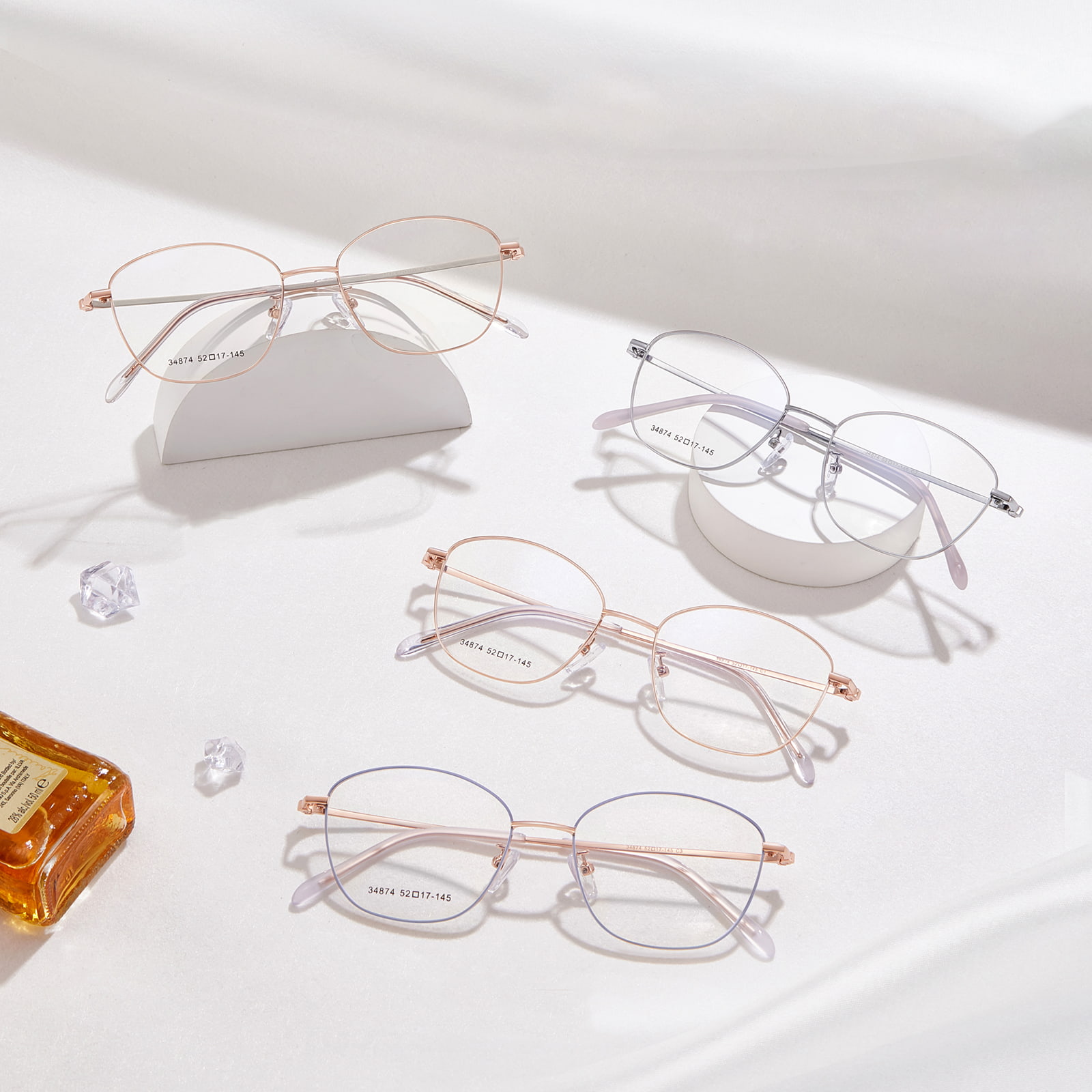 34874 Retro-Legierungsbrille mit dünnem Rahmen