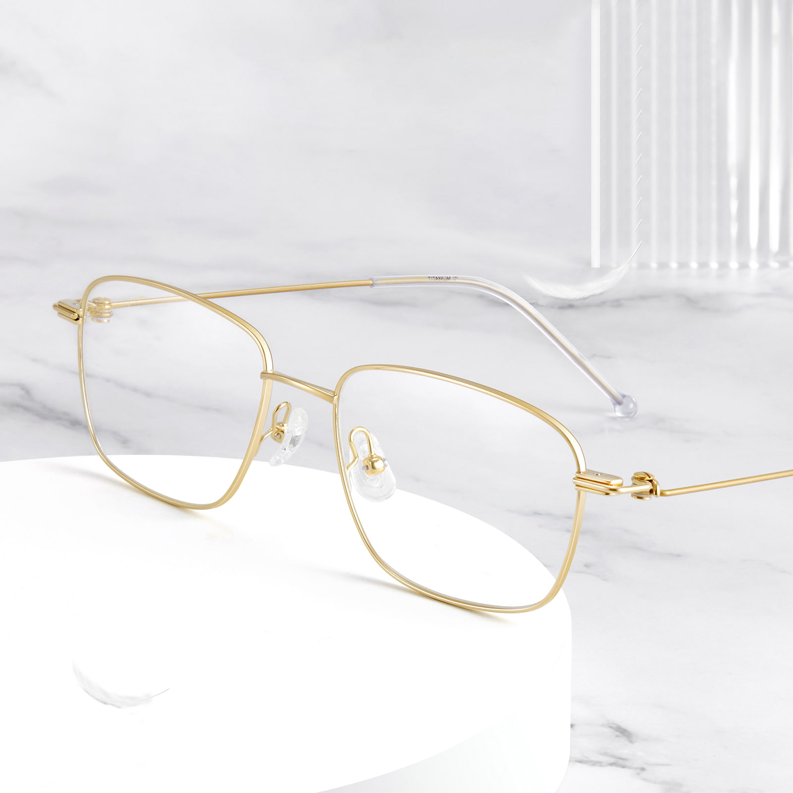 7734 Ultraleichte Brille aus reinem Titan mit quadratischem Rahmen