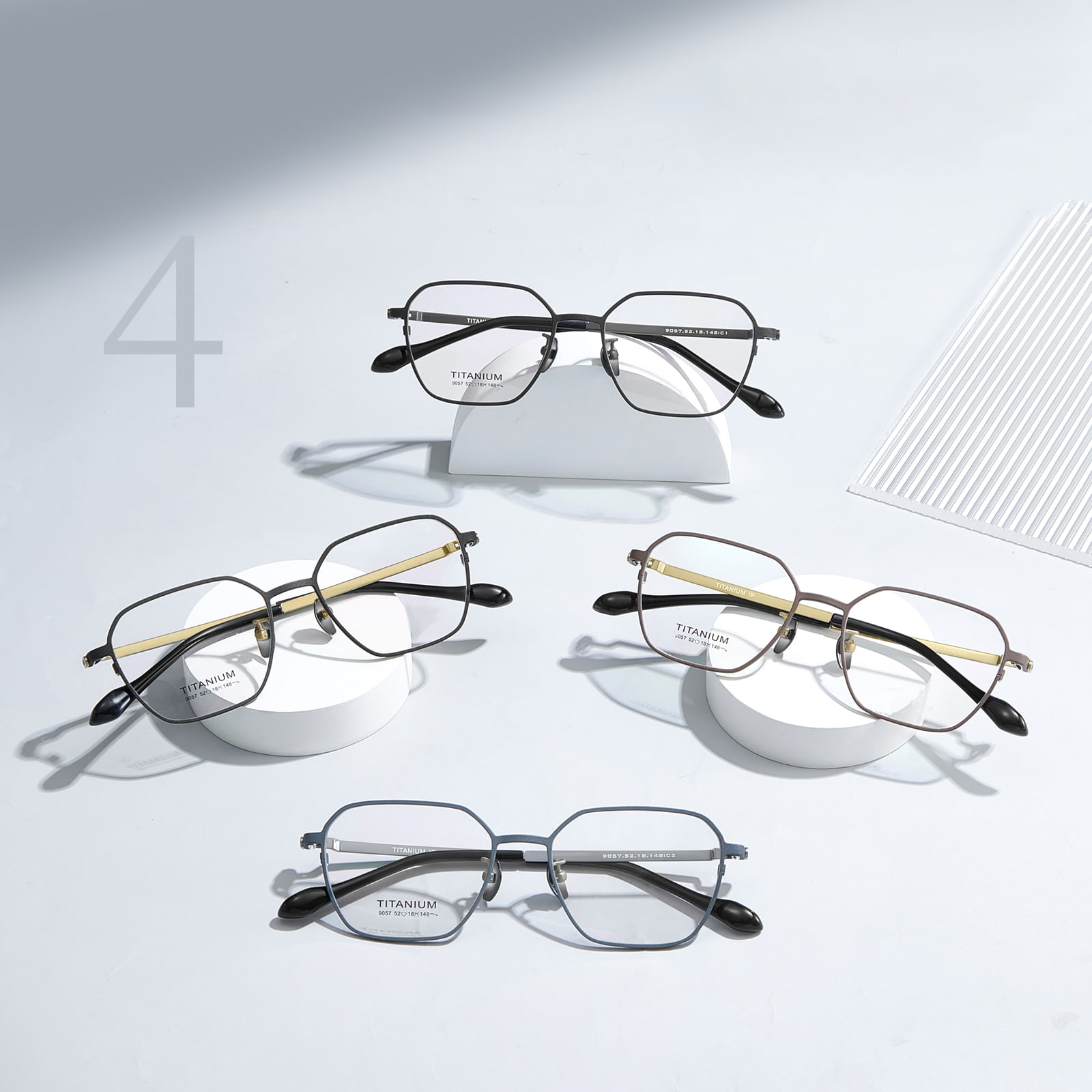 9057 Sechseckige personalisierte Brille aus reinem Titan
