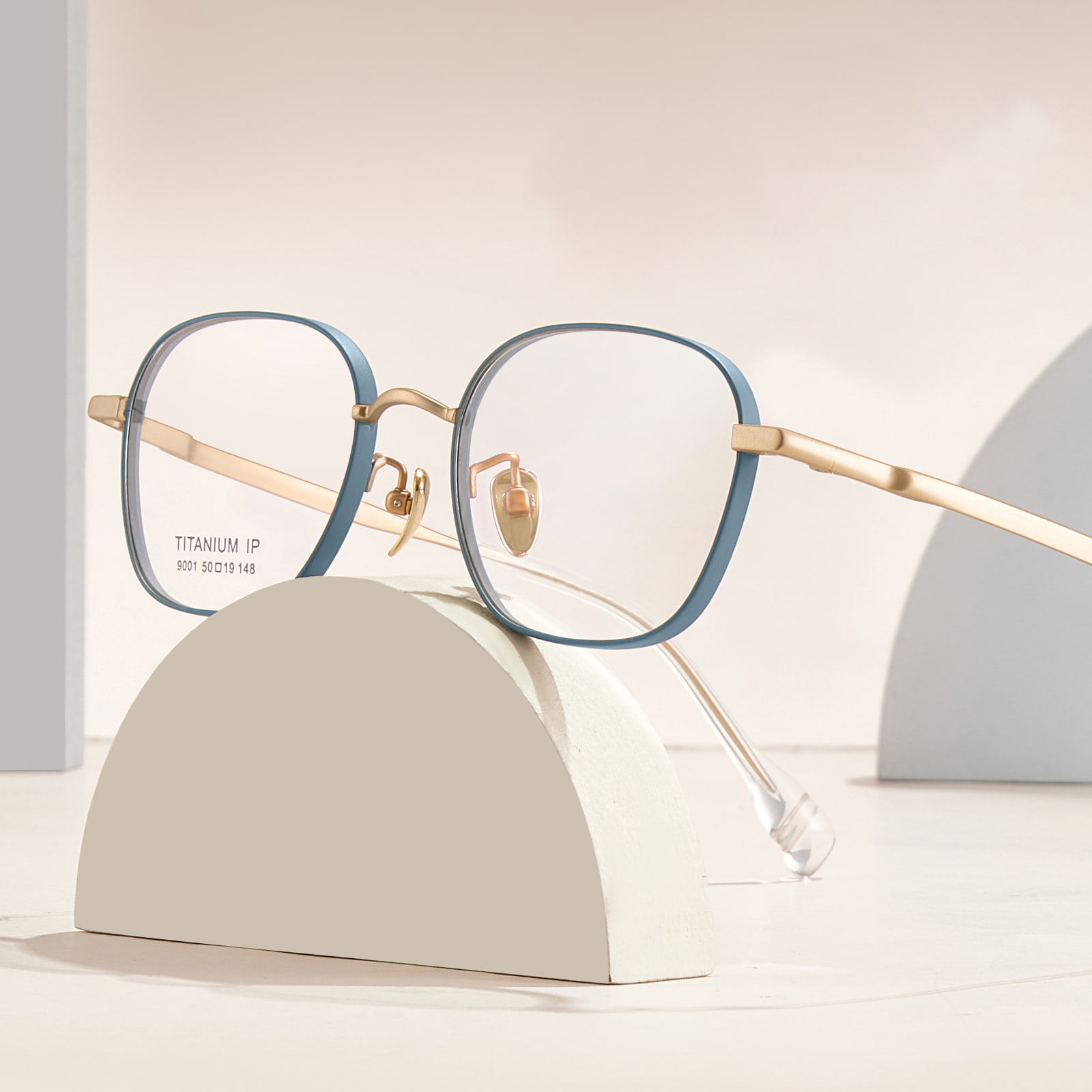 9001 Polygonale einfache und solide Brille aus reinem Titan