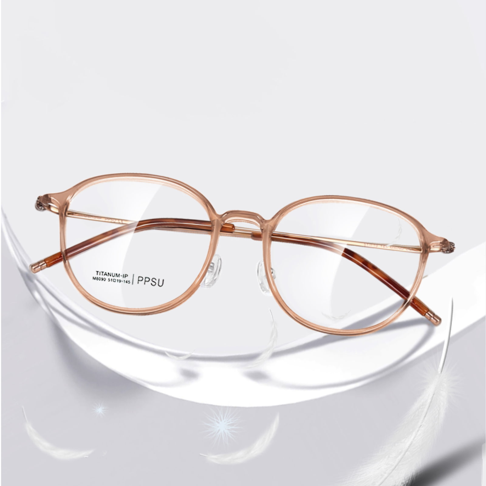 M8090 Klassische, hochtemperaturbeständige β-Titanbrille mit rundem Rahmen