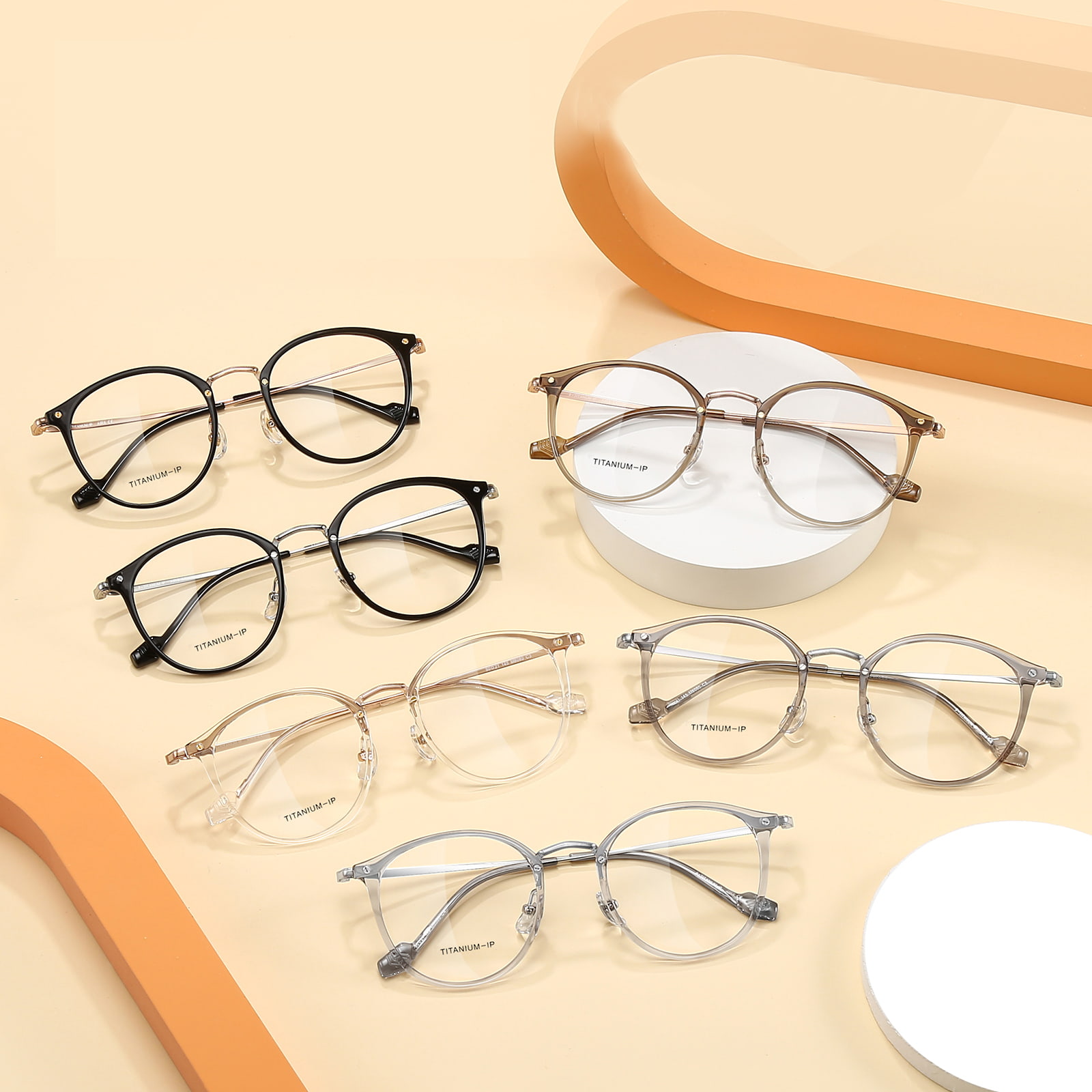 M8080 Beta-Titan-Brille mit dünnem, rundem Rahmen, nicht fallend