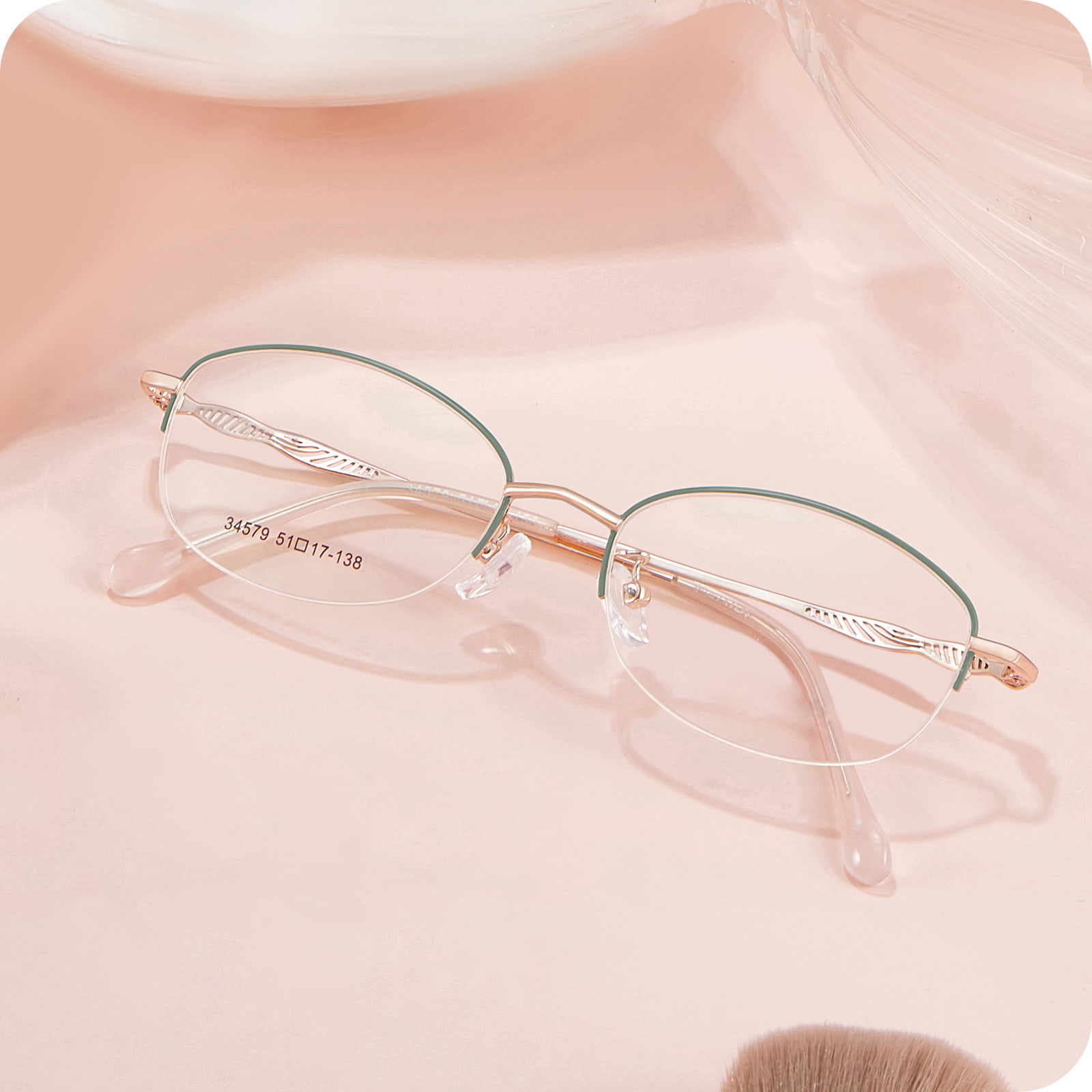 34579 Office Asymmetrische Hohllinien-Legierungsbrille
