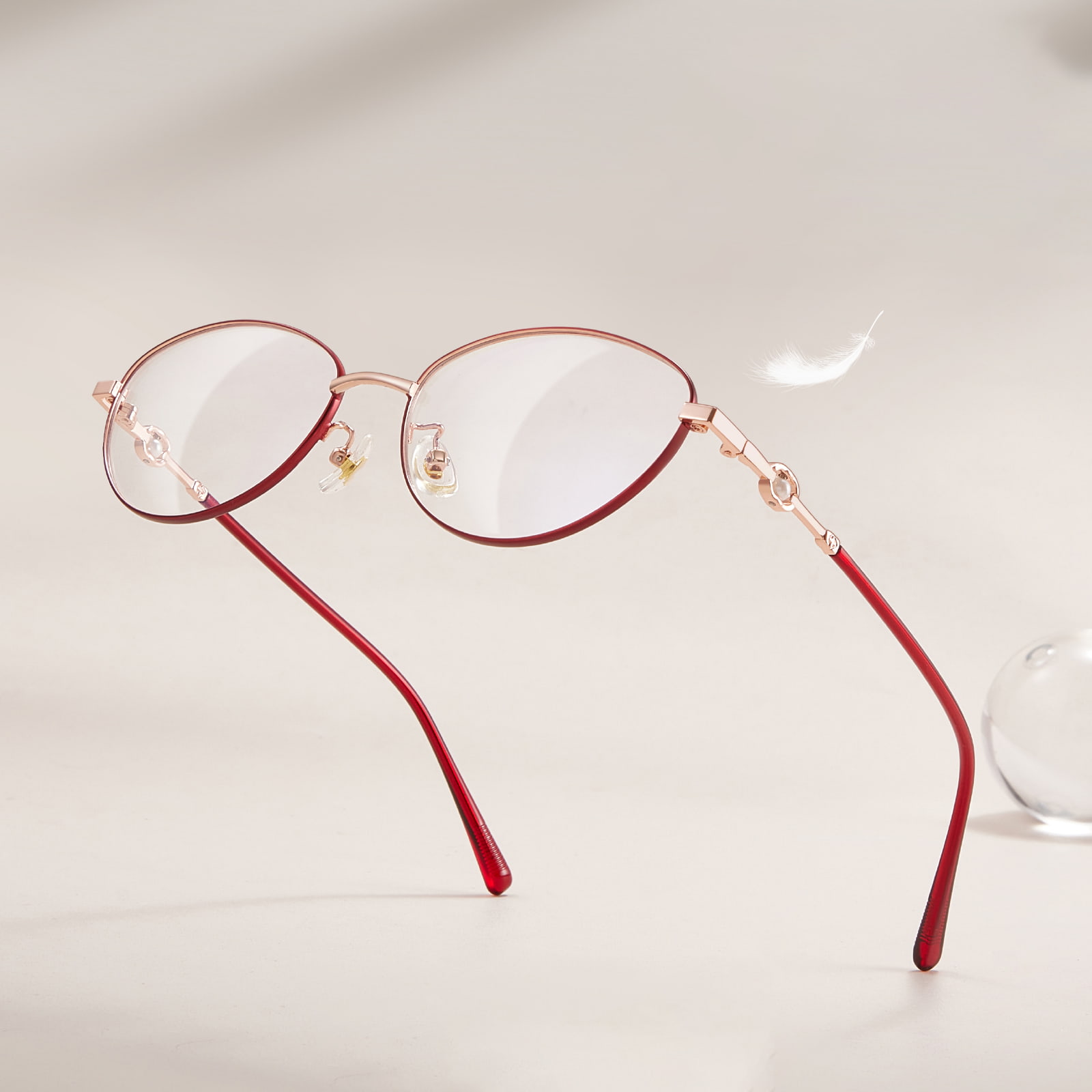 58166 Cat's Eye Pearl Pile-Legierungsbrille