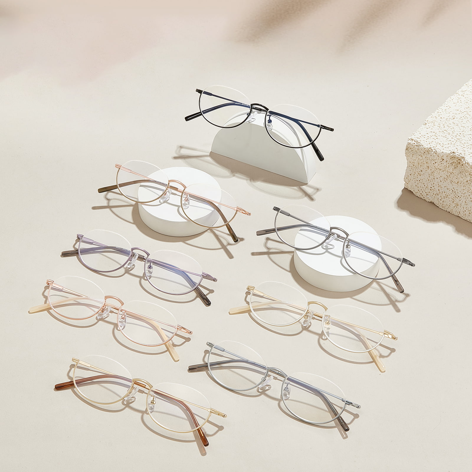 58201 Exquisite Legierungsbrille mit umgekehrtem Halbrahmen