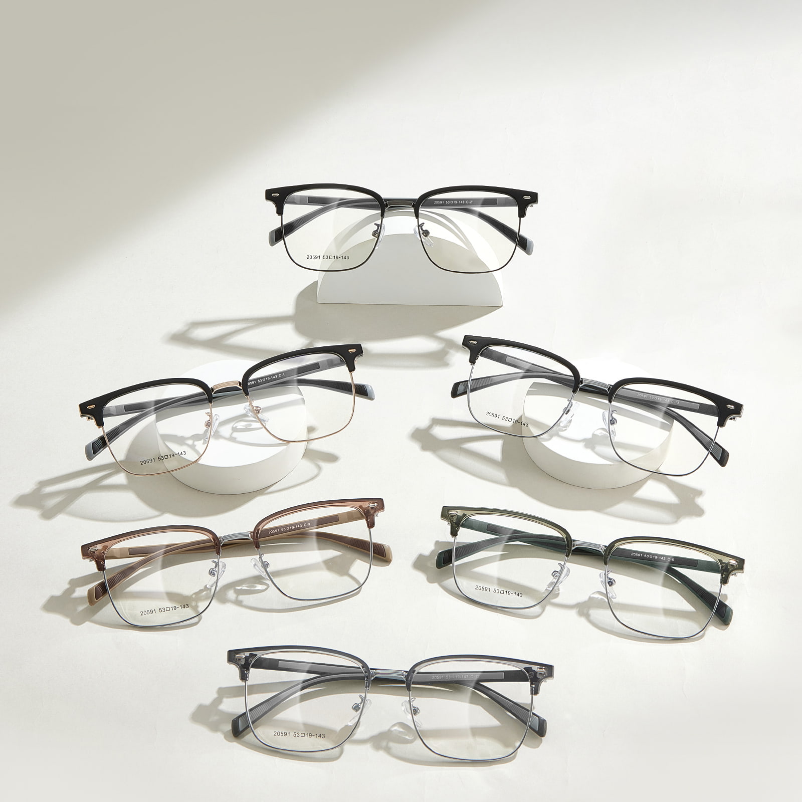 20591 Lässige Kunststoff-Stahlbügel-Legierungsbrille