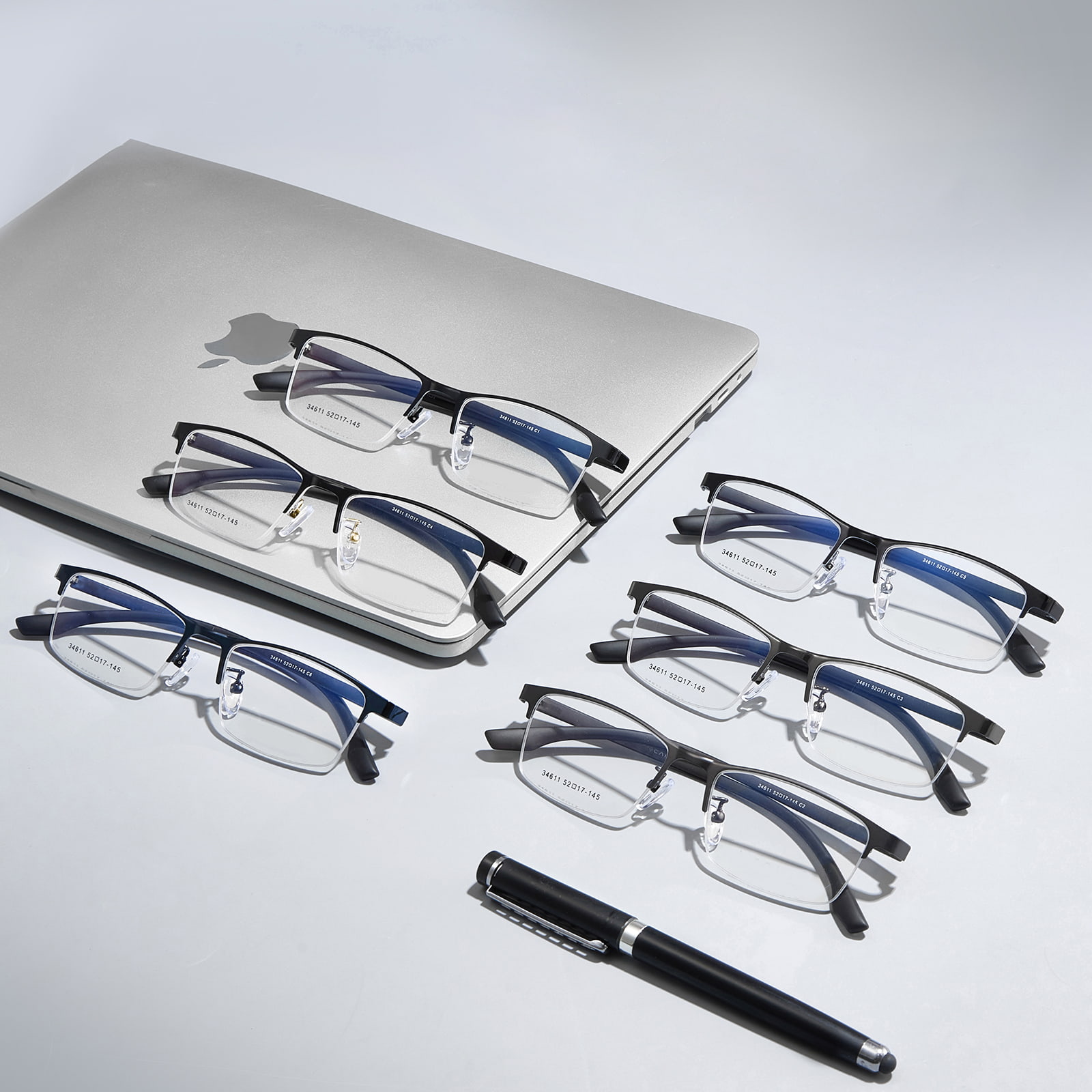 34611 Minimalistische Halbrahmen-Brille aus hypoallergener Legierung