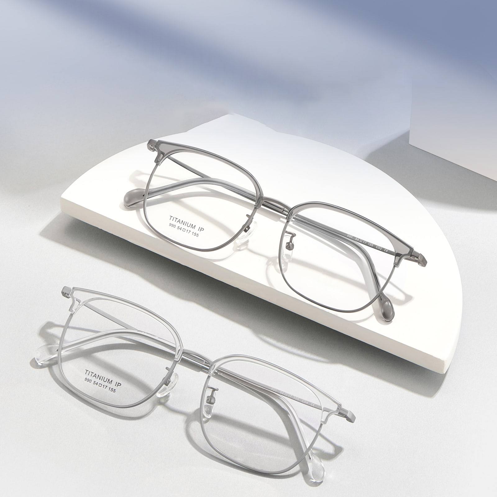 990 Augenbrauenrahmen, schweißbeständige Brille aus reinem Titan