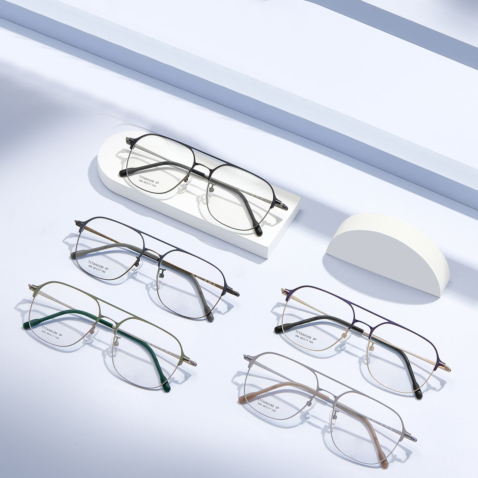 996 Einteilige Doppelstrahl-Brille aus reinem Titan