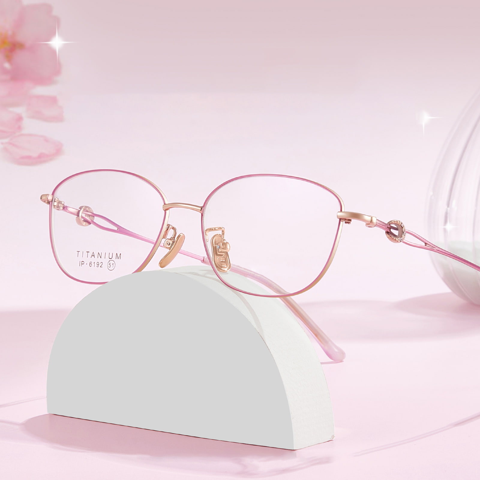 6192 Nicht verformte Brille aus reinem Titan mit feinem Diamant und kleinem Rahmen