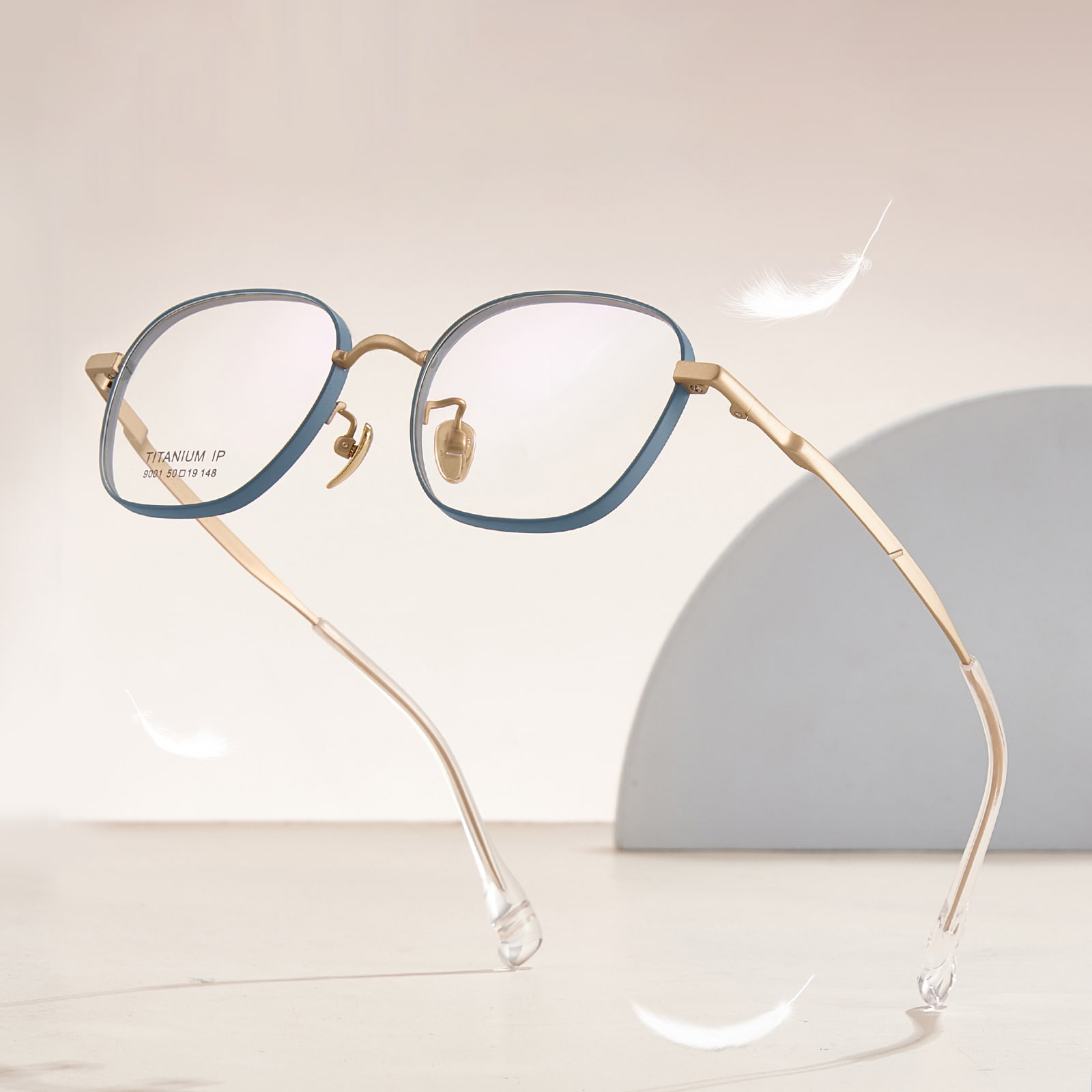 9001 Polygonale einfache und solide Brille aus reinem Titan