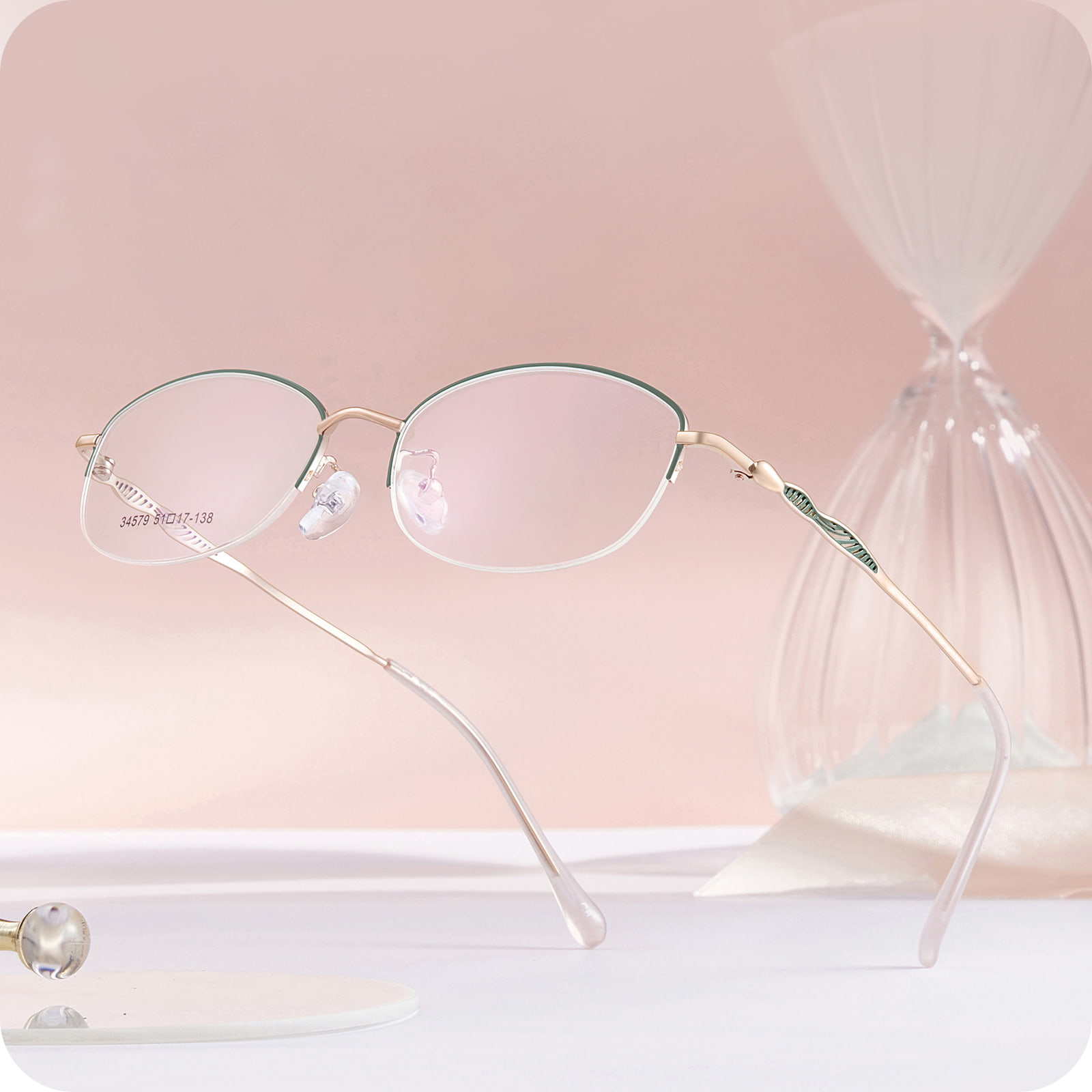 34579 Office Asymmetrische Hohllinien-Legierungsbrille