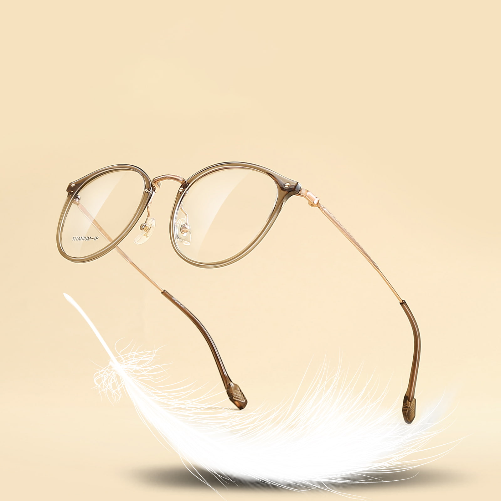 M8080 Beta-Titan-Brille mit dünnem, rundem Rahmen, nicht fallend