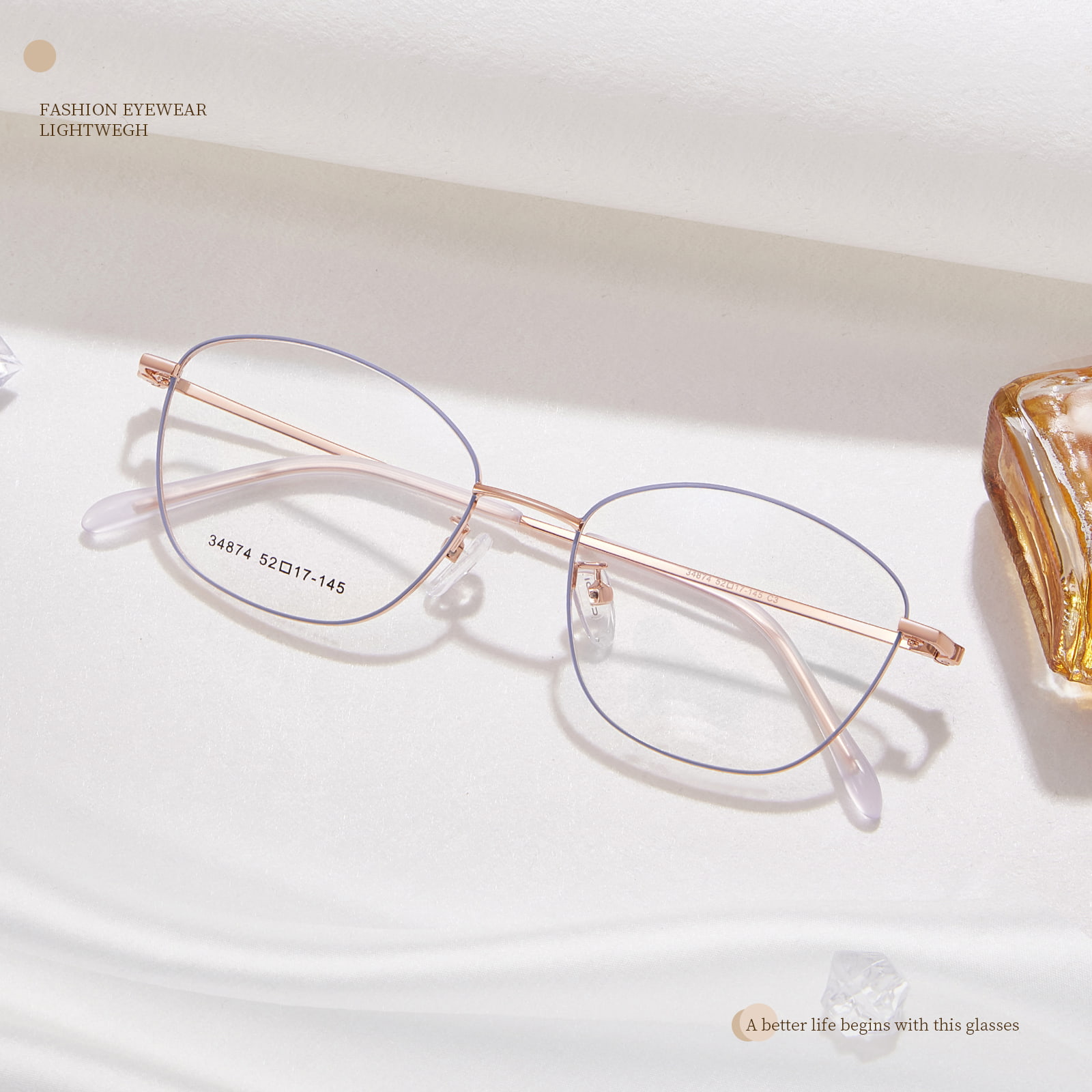 34874 Retro-Legierungsbrille mit dünnem Rahmen