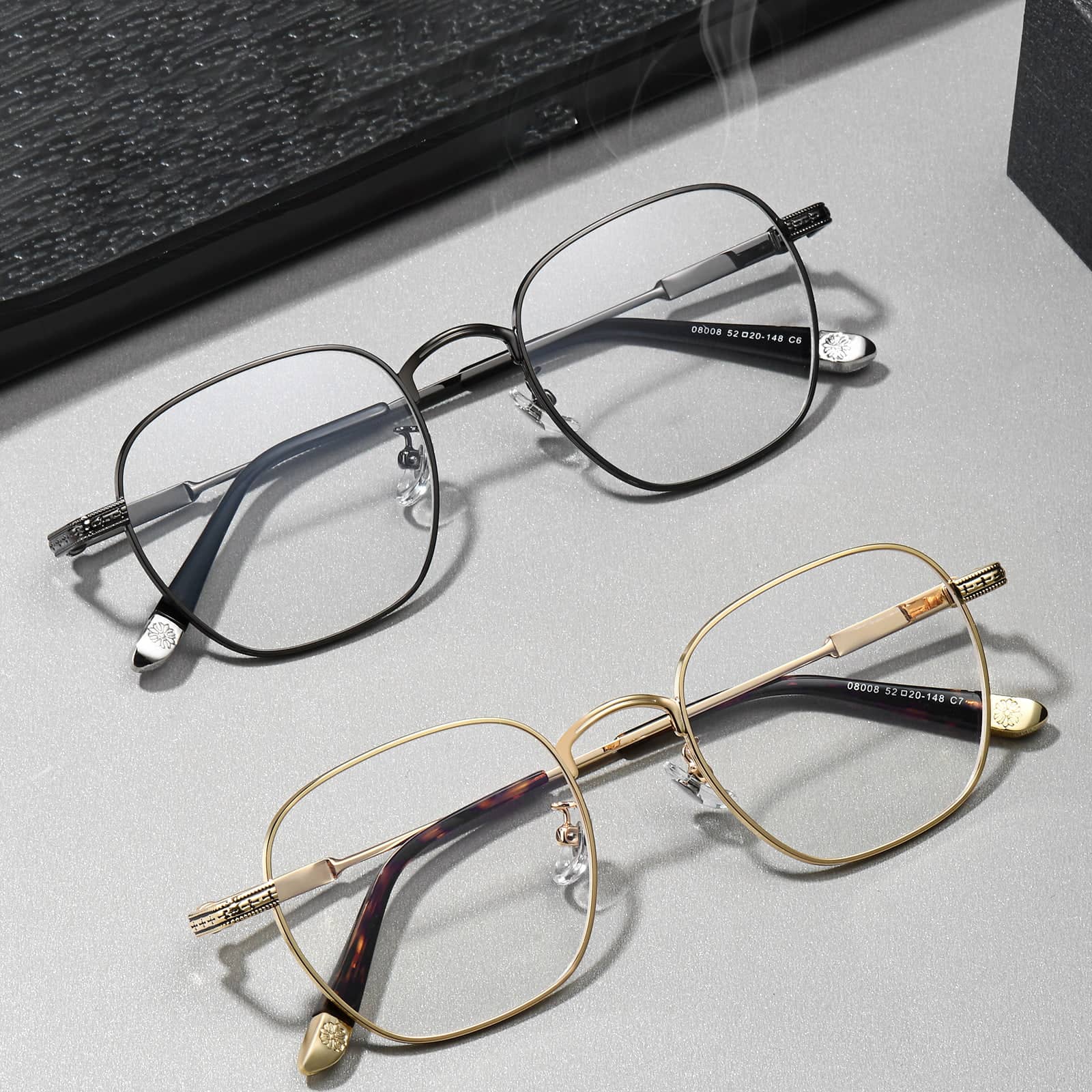 08008 Einzigartige alte Brille aus gebürsteter Legierung