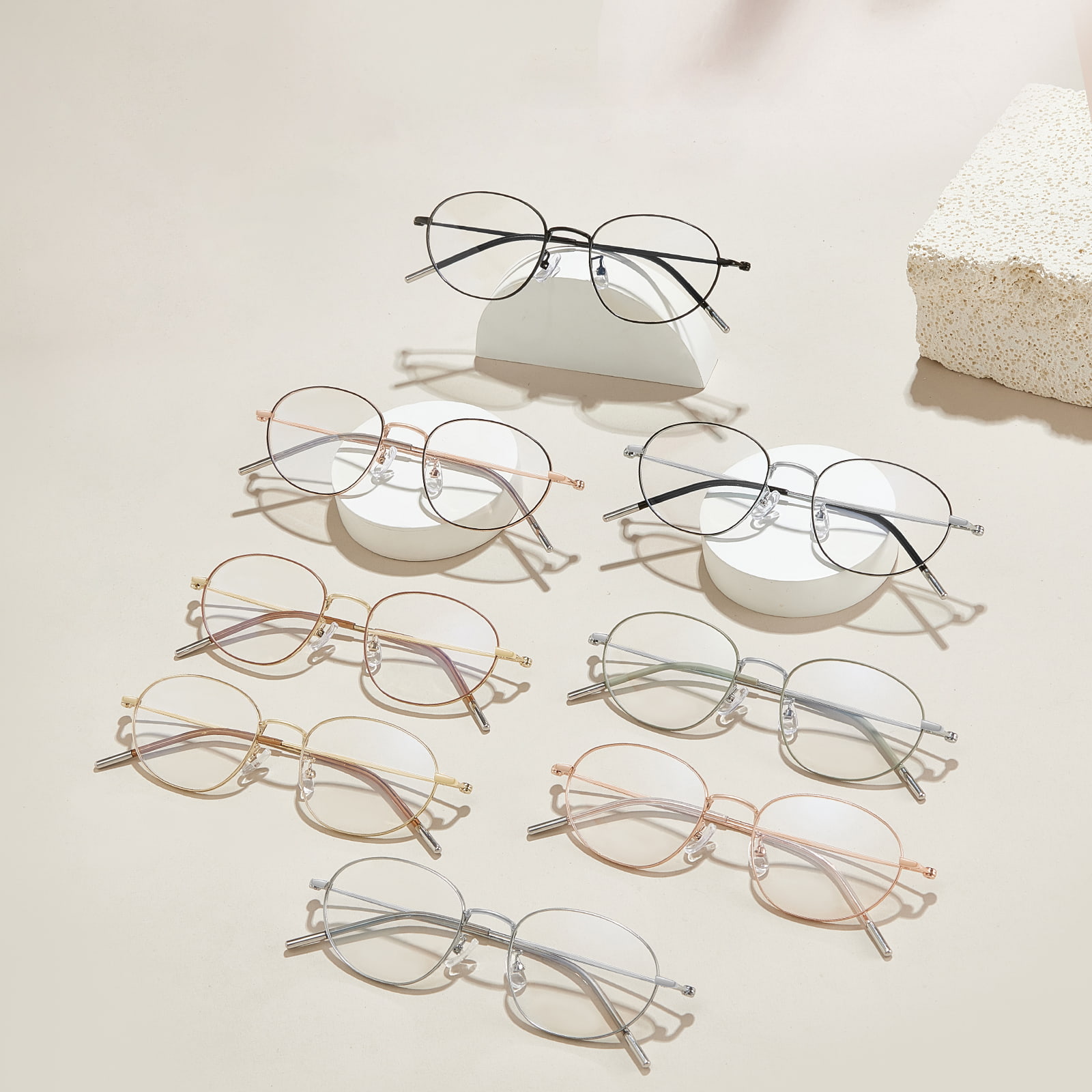 58161 Asymmetrische, hautfreundliche Legierungsbrille mit schmalem Rahmen