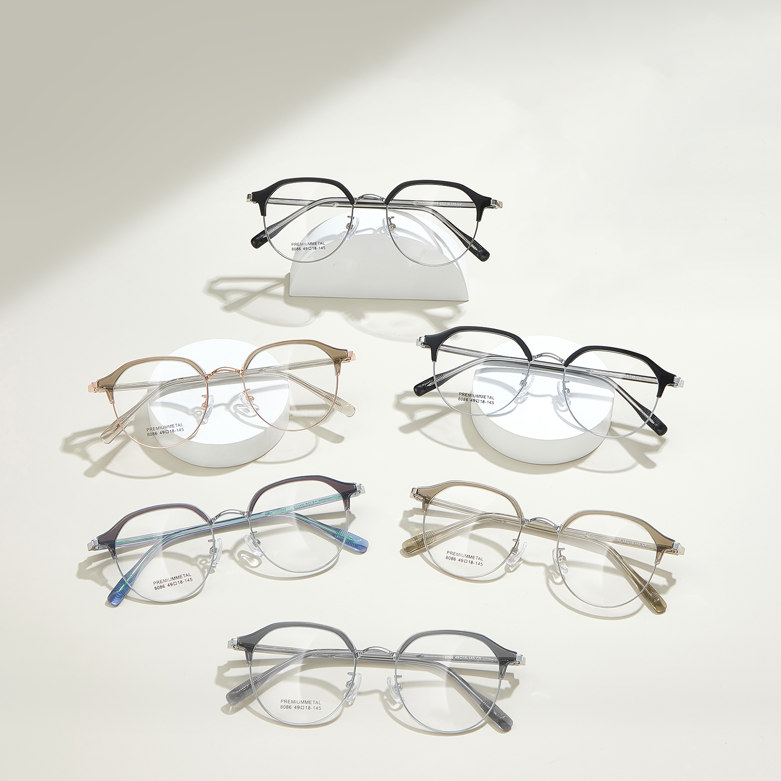 8086 Daily Reading-Brille mit ovalem Rahmen aus Legierung