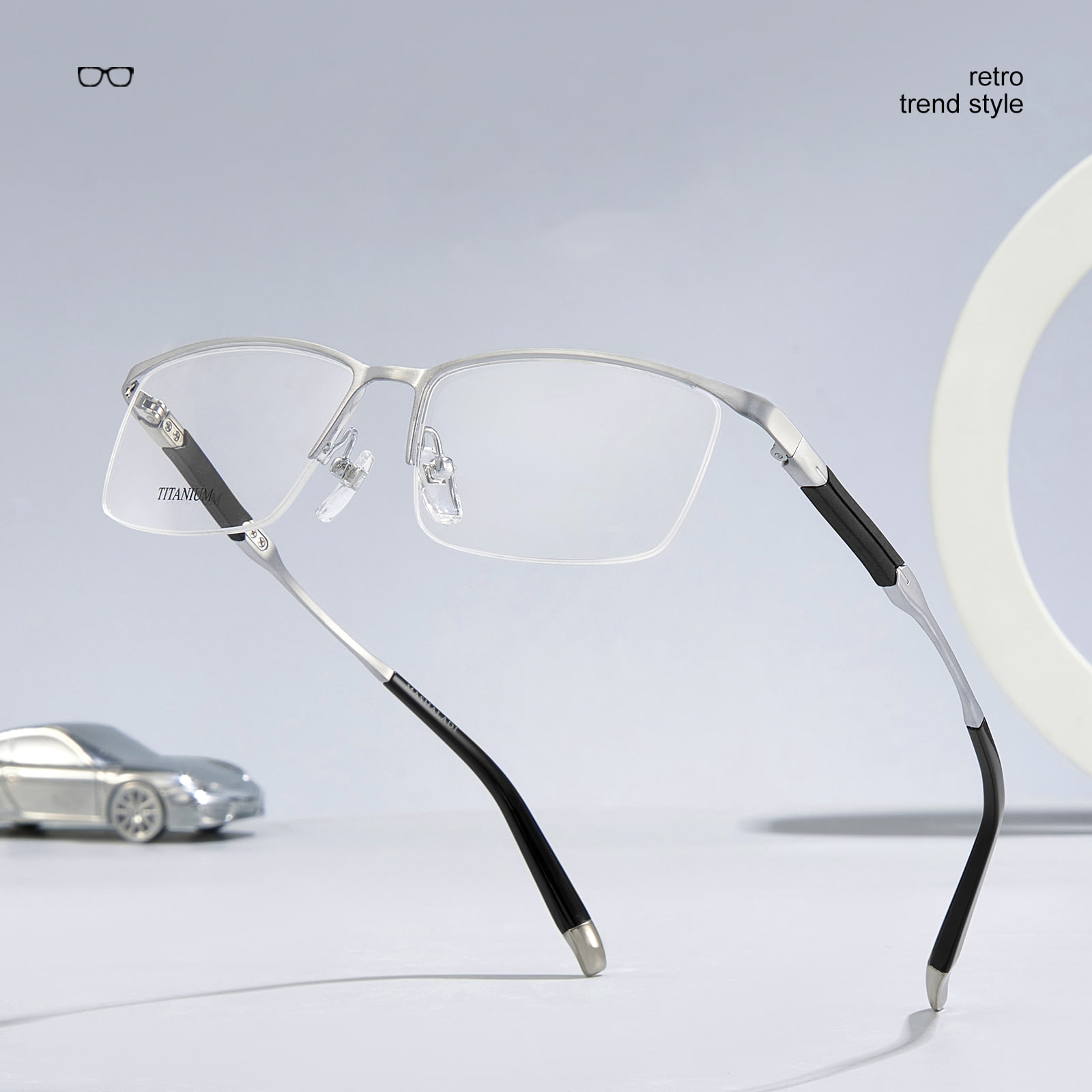 S9049 High-End-Halbrahmen-Brille aus unverformbarem reinem Titan
