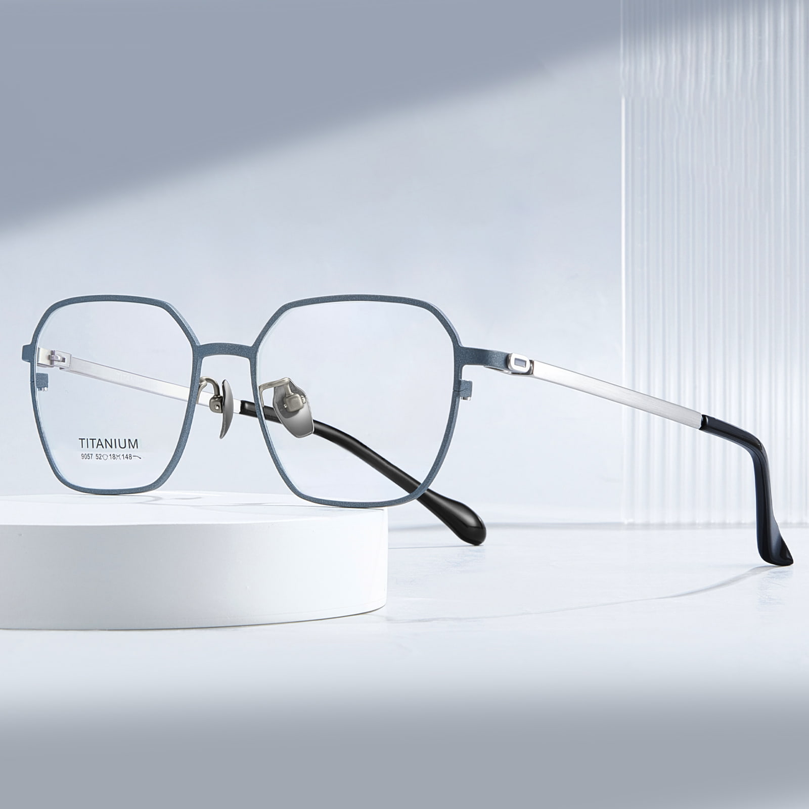 9057 Sechseckige personalisierte Brille aus reinem Titan