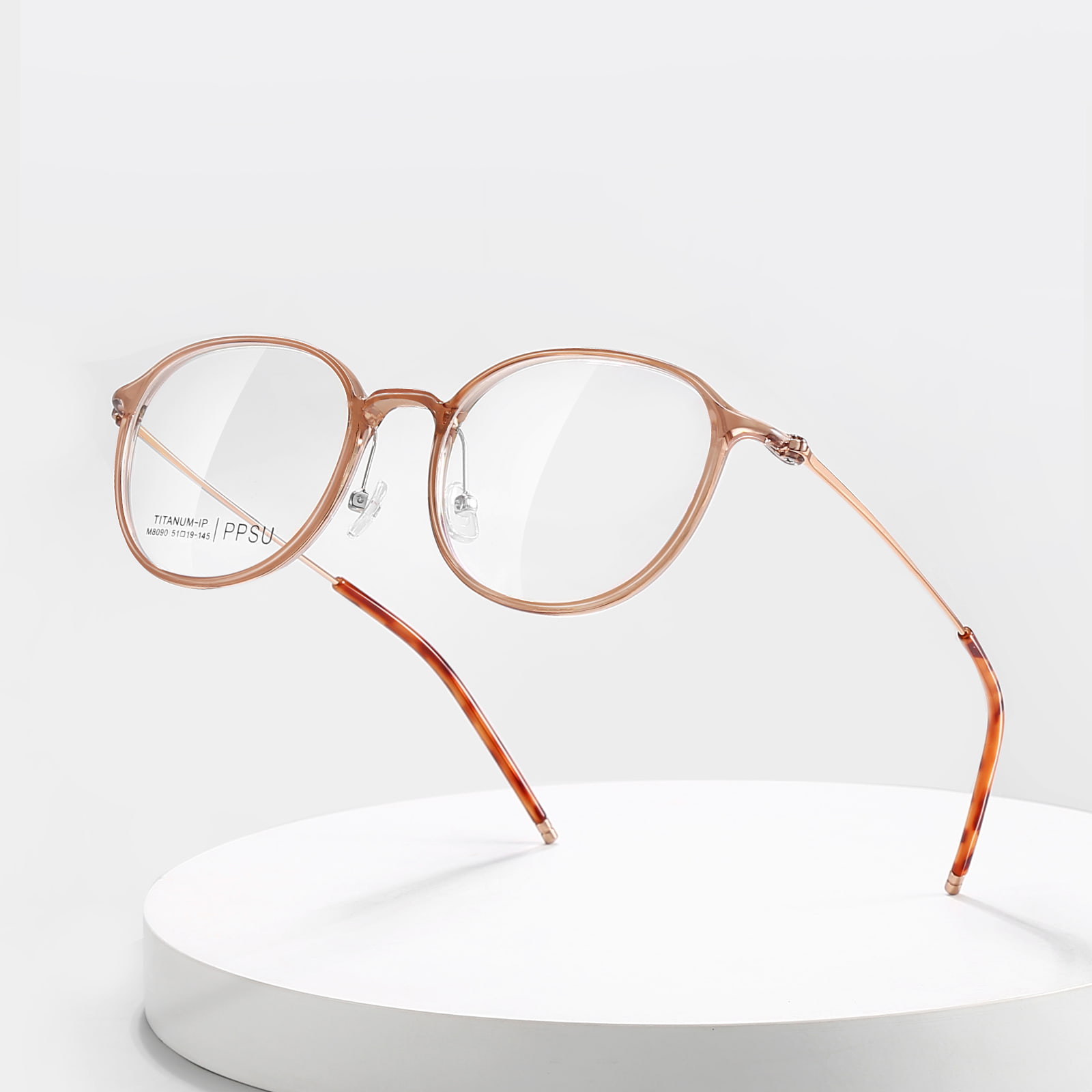 M8090 Klassische, hochtemperaturbeständige β-Titanbrille mit rundem Rahmen