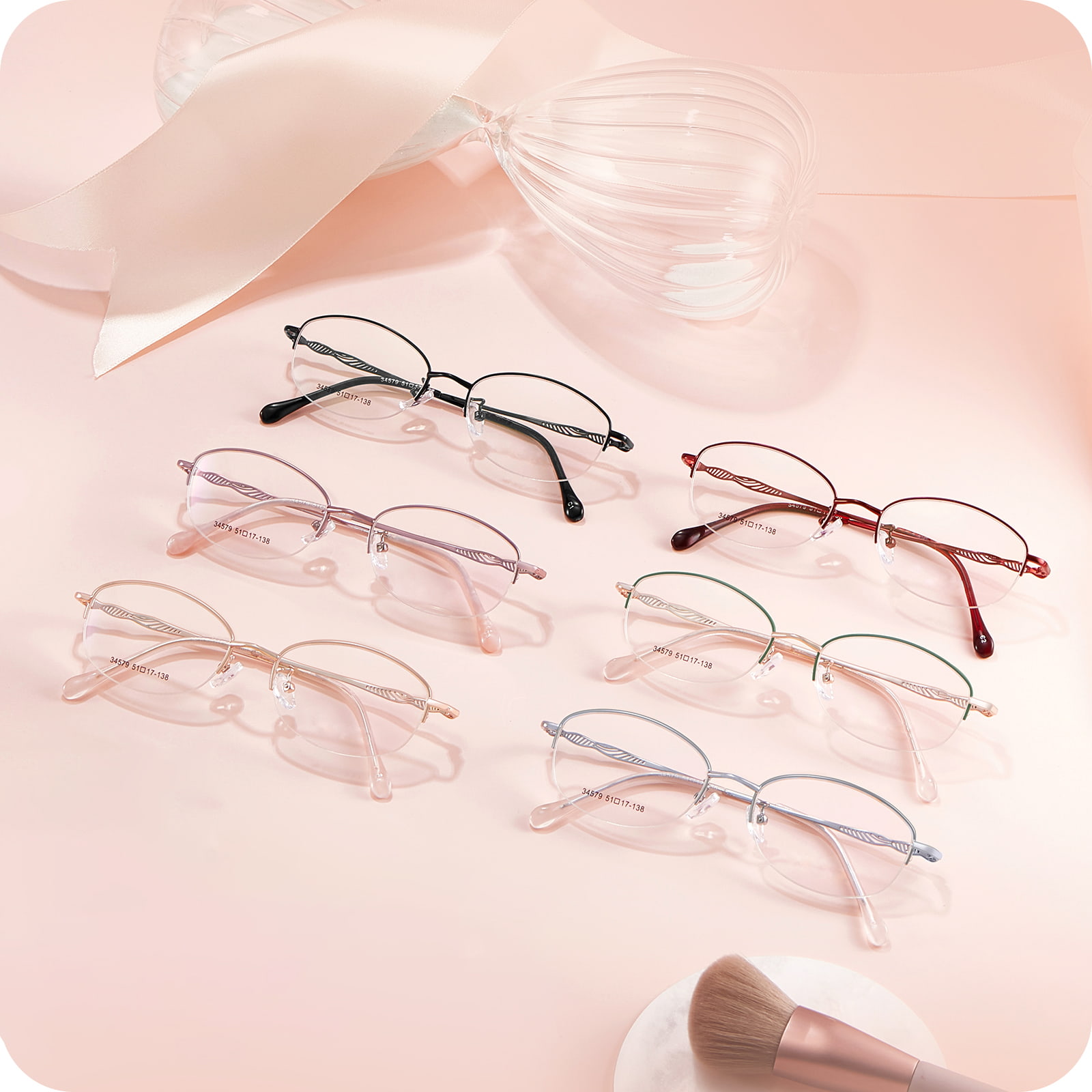 34579 Office Asymmetrische Hohllinien-Legierungsbrille