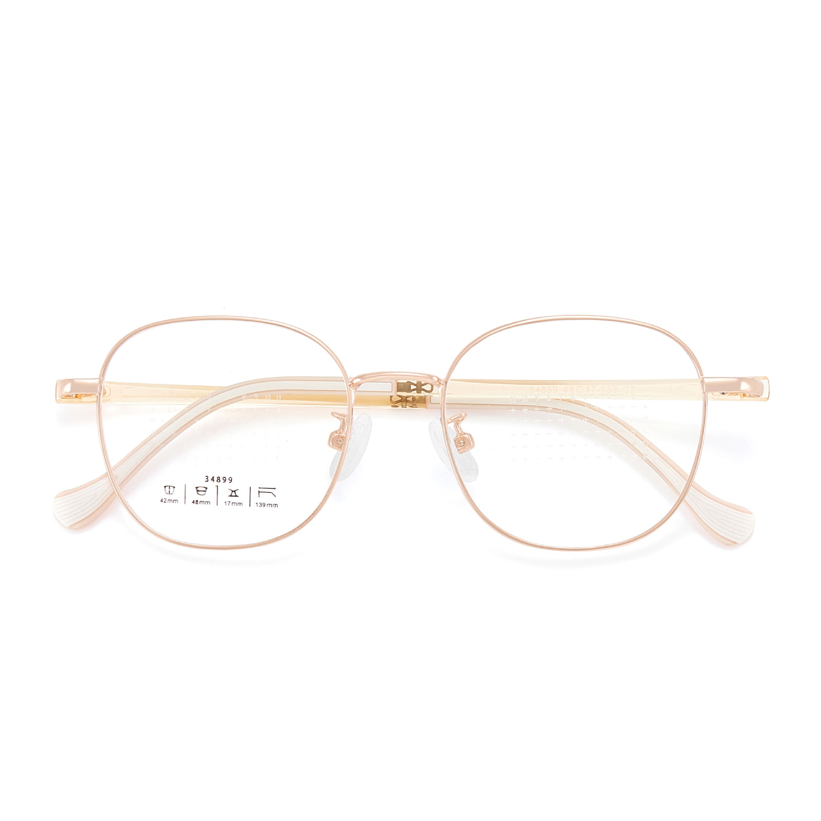 34899 TR90-Bügel mit rundem Rahmen, ohne den Nasenrücken zu drücken, Legierungsbrille