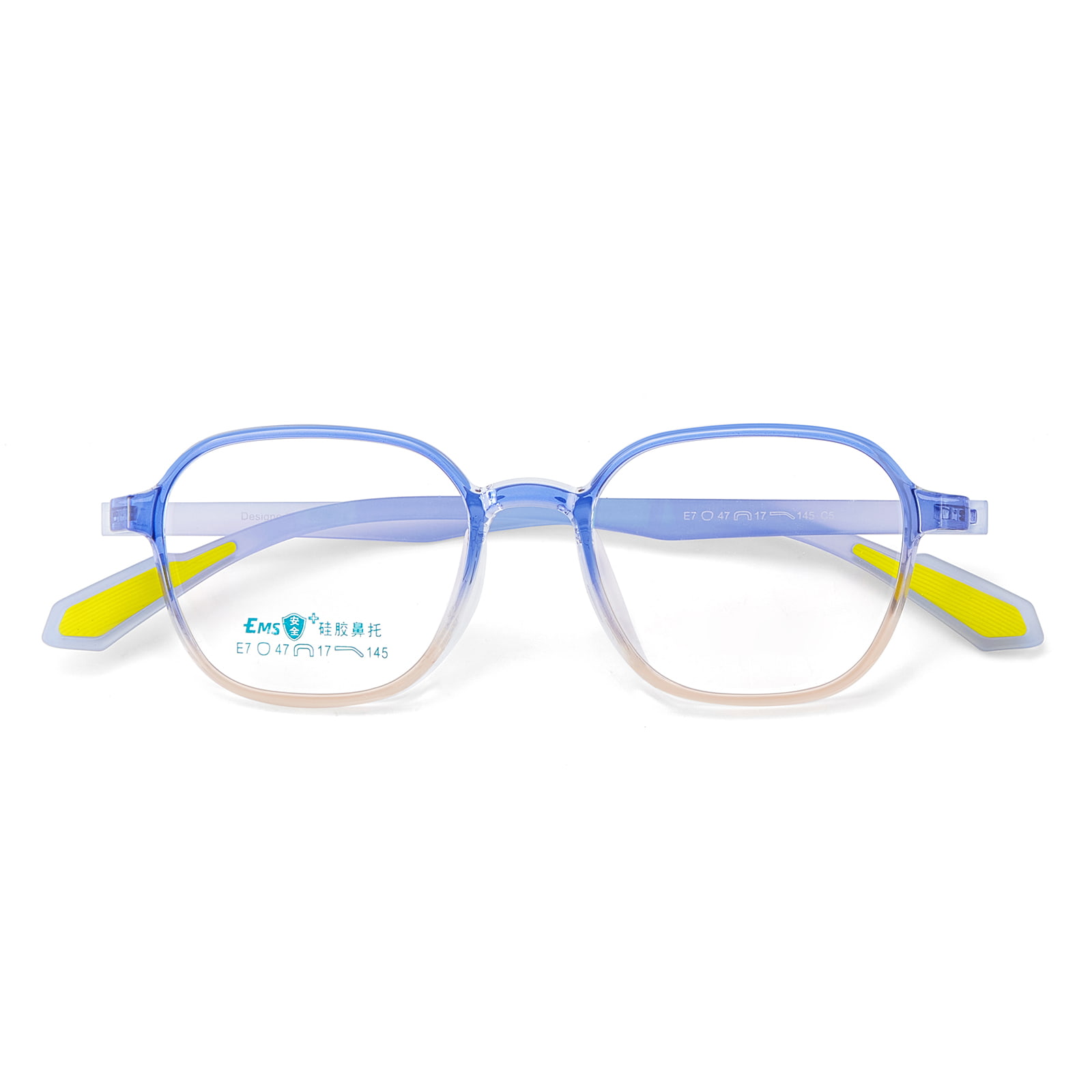 E7 Farbverlaufsbrille mit breitem Rand und weichem Silikon-Nasenpolster