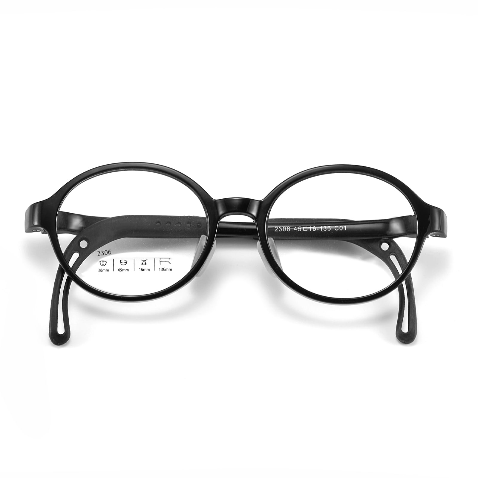 2306 Hohlbrille mit passendem Brillenseil, Anti-Verlust-Nasenpads aus weichem Silikon