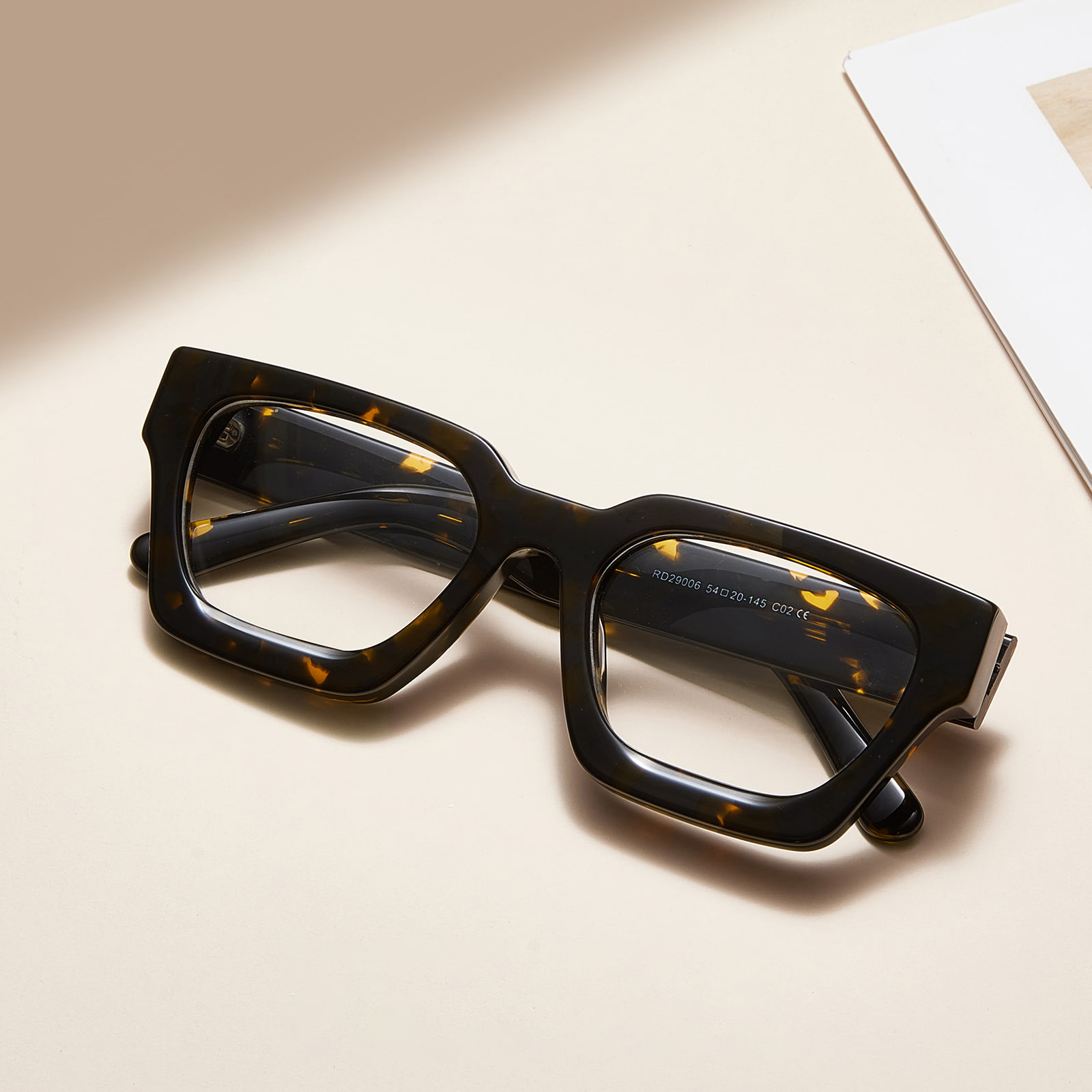 RD29006 Acetat-Brille mit rauem quadratischem Rahmen und Scharnier
