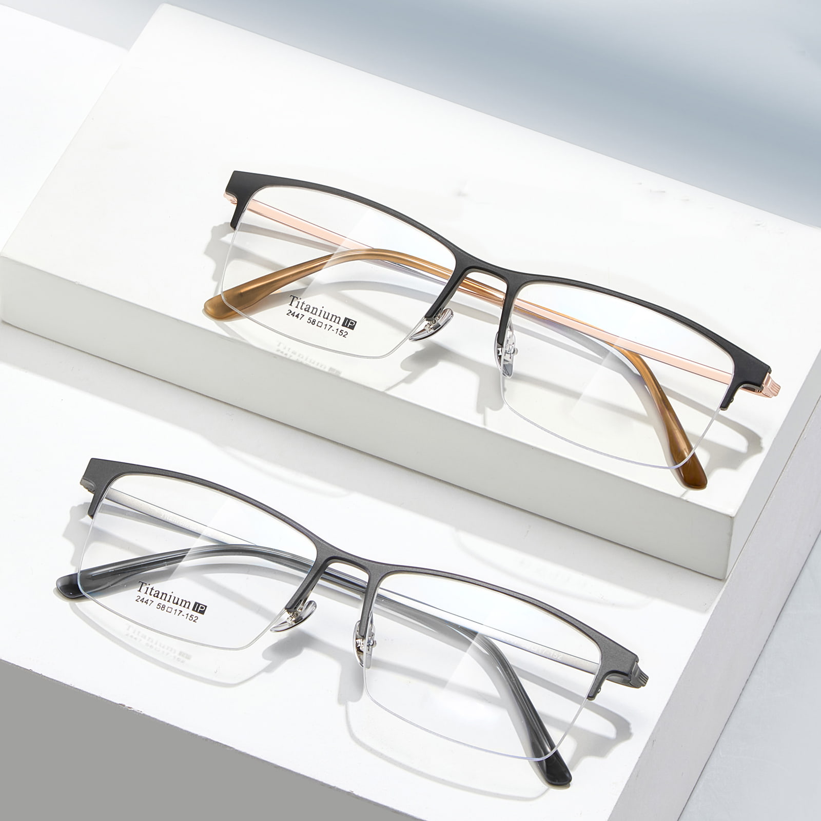 2447 Computer-Büro, große Halbrahmen-Aluminium-Magnesium-Brille
