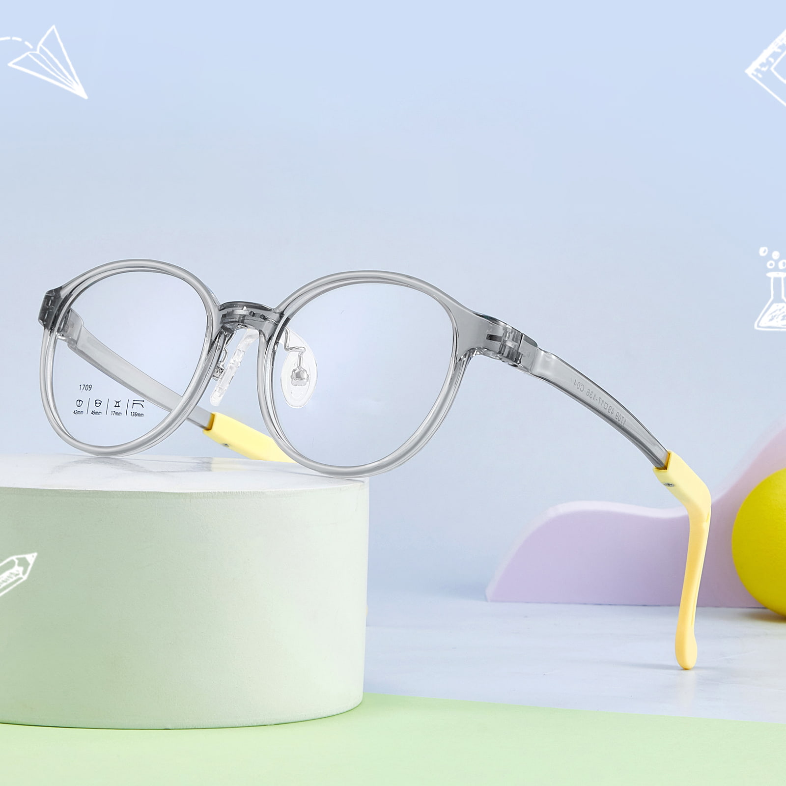 1709 Schlagfeste und flexible Nasenpolsterbrille aus weichem Silikon für Kinder