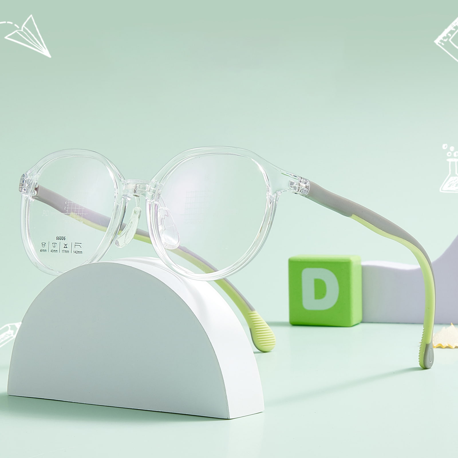 66006 Mehrfarbige U-förmige Nasenpolsterbrille aus weichem Silikon für Kinder