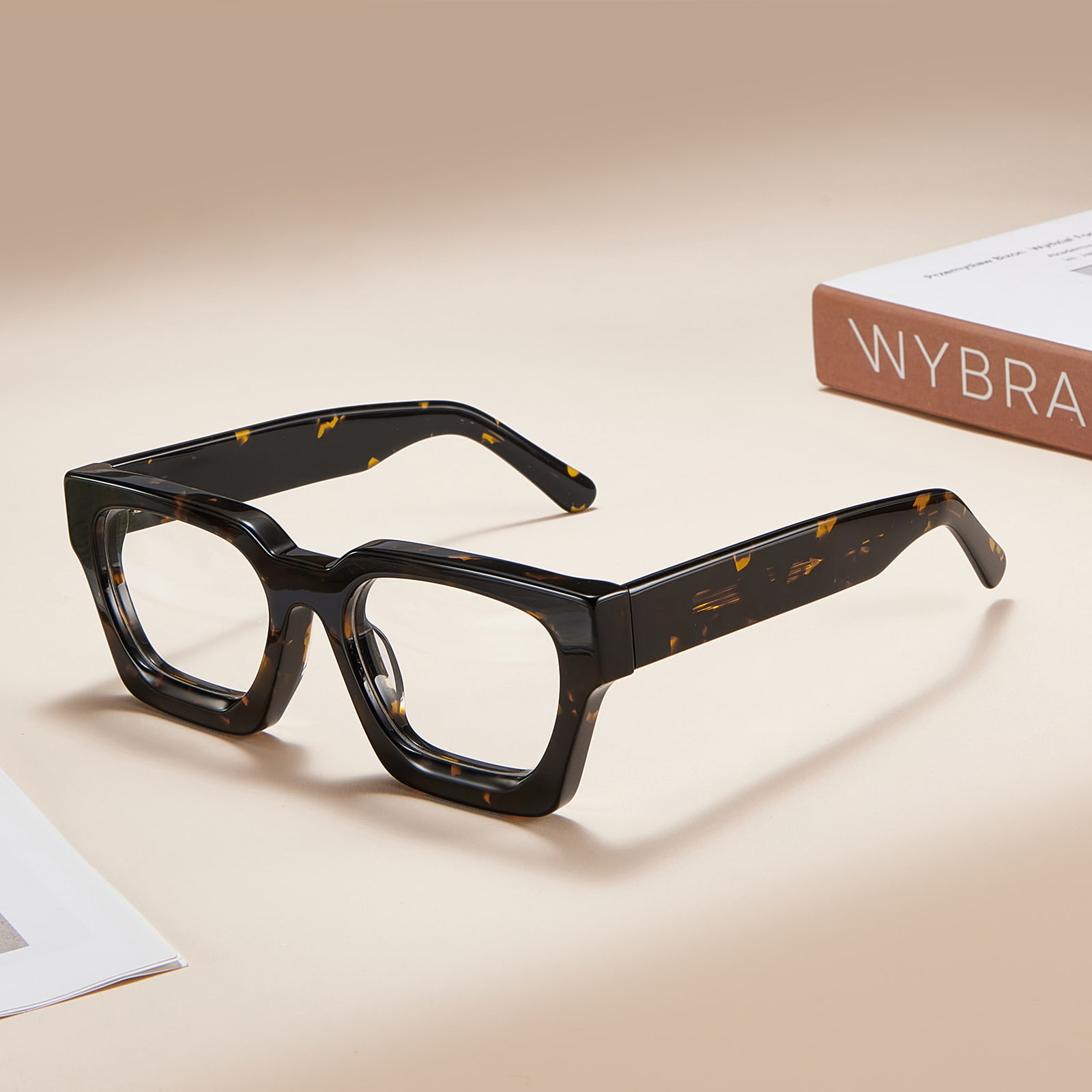 RD29006 Acetat-Brille mit rauem quadratischem Rahmen und Scharnier