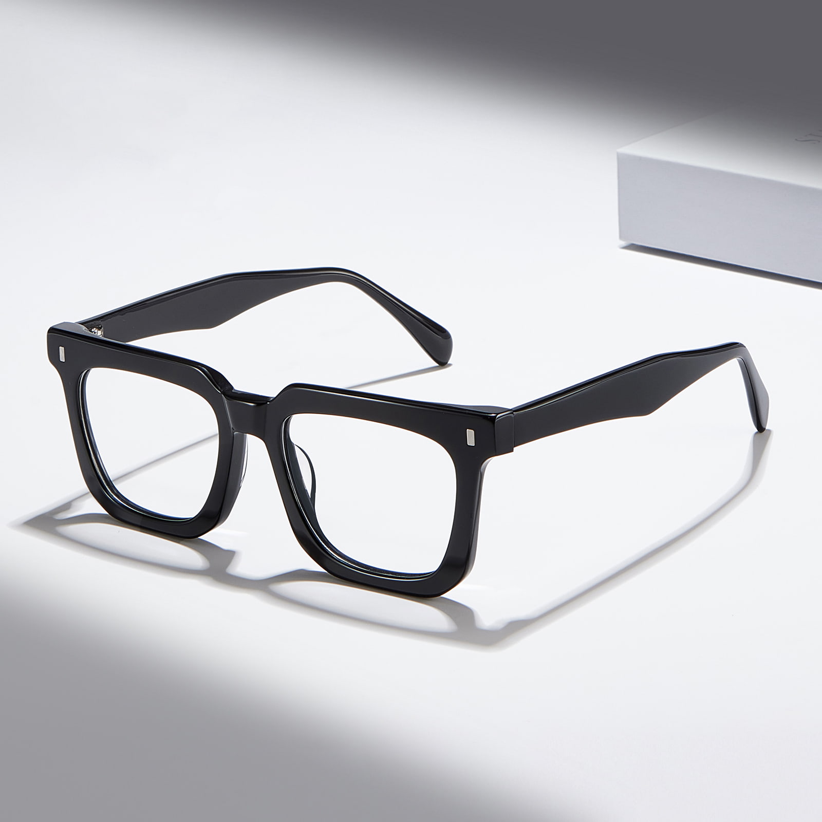 RD29009 Auffällige Acetatbrille mit quadratischem Rahmen und Schildpattstruktur