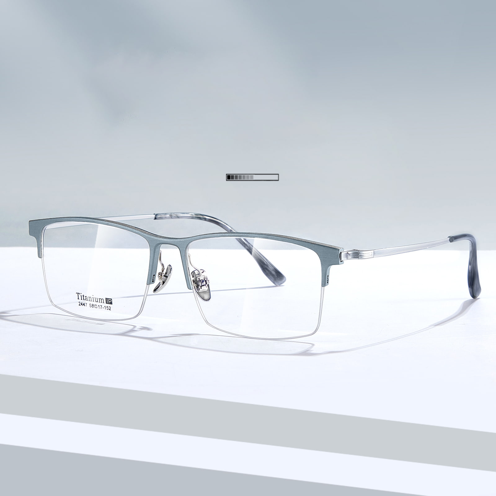 2447 Computer-Büro, große Halbrahmen-Aluminium-Magnesium-Brille