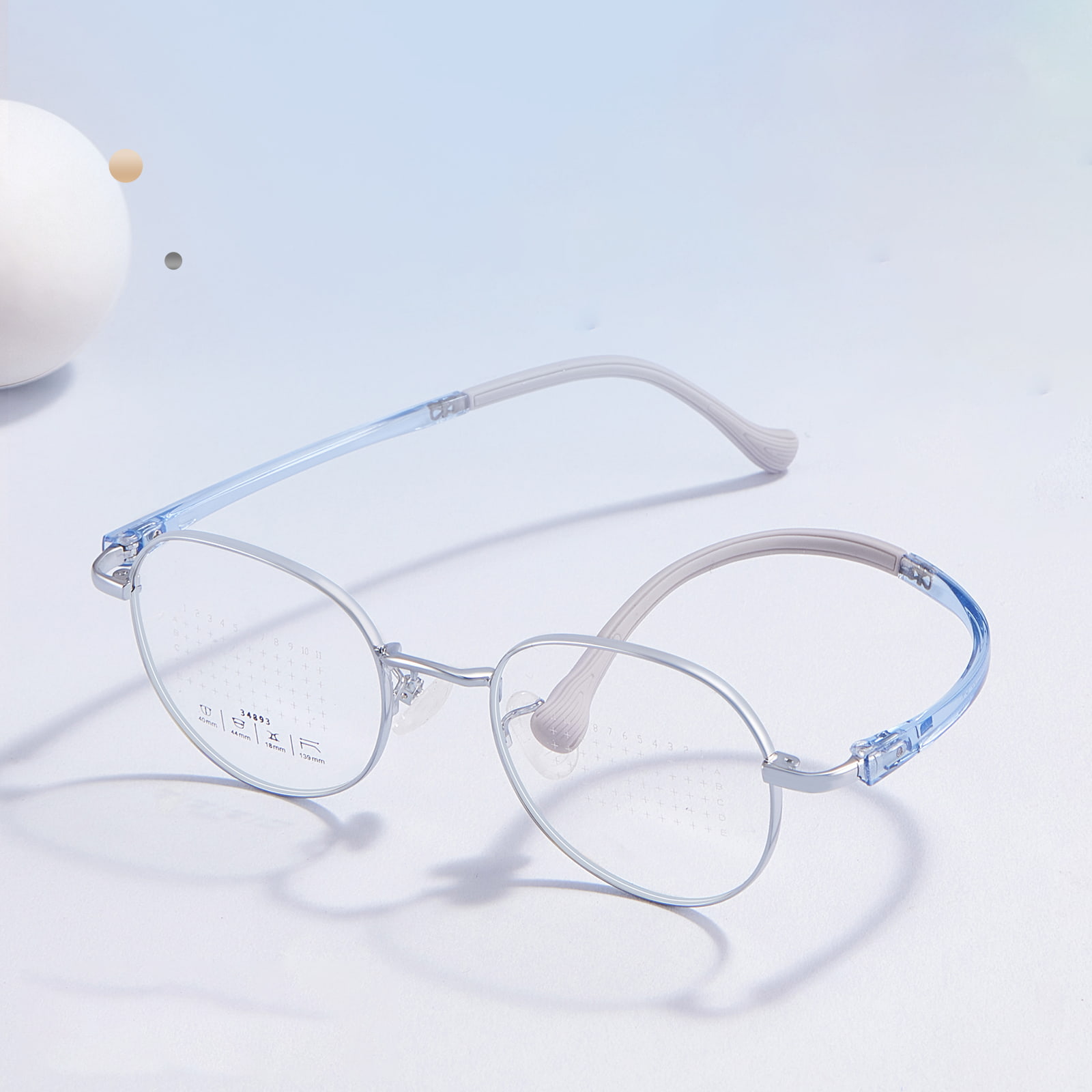 34893 Legierungsbrille mit rundem Rahmen und Defokussierungslinse