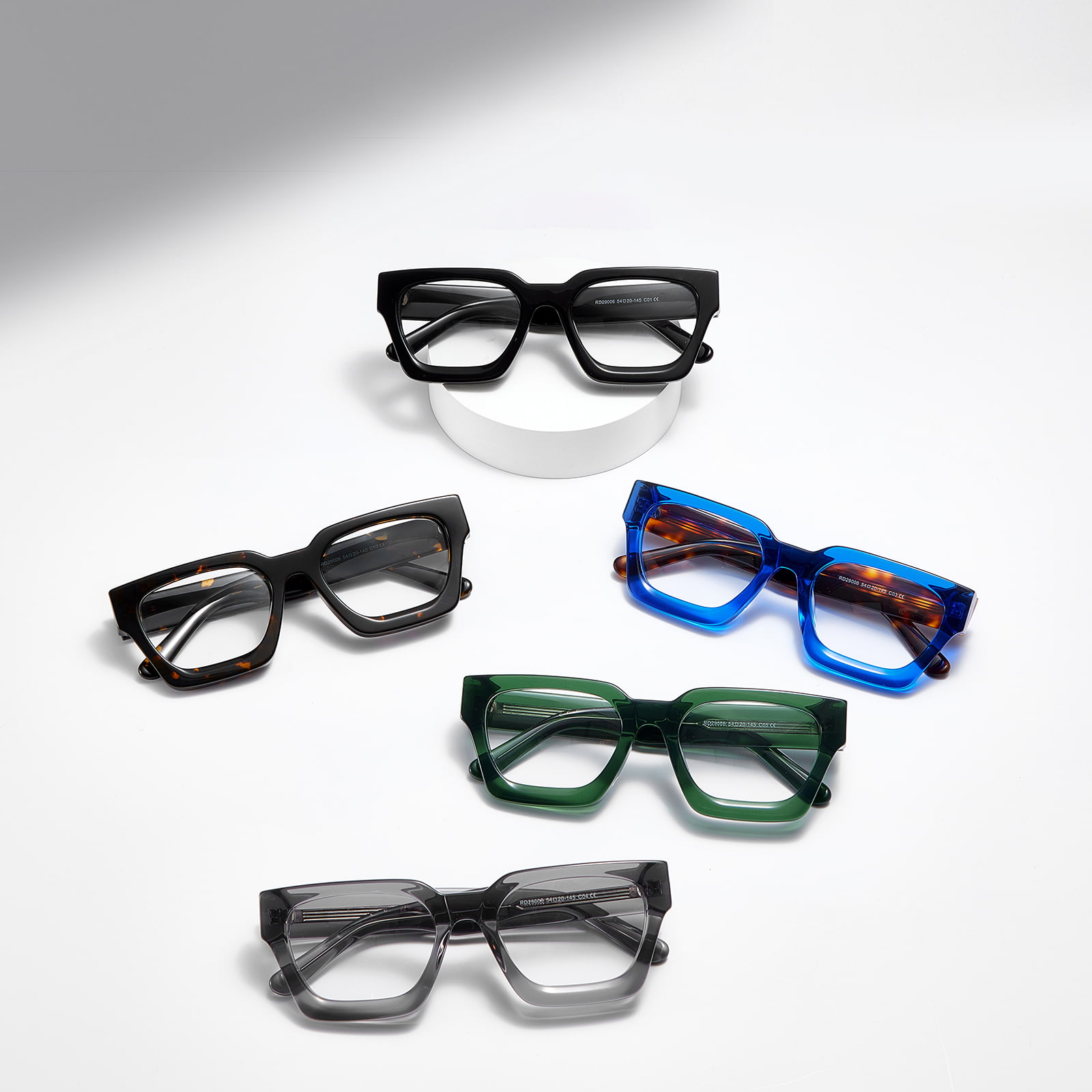 RD29006 Acetat-Brille mit rauem quadratischem Rahmen und Scharnier