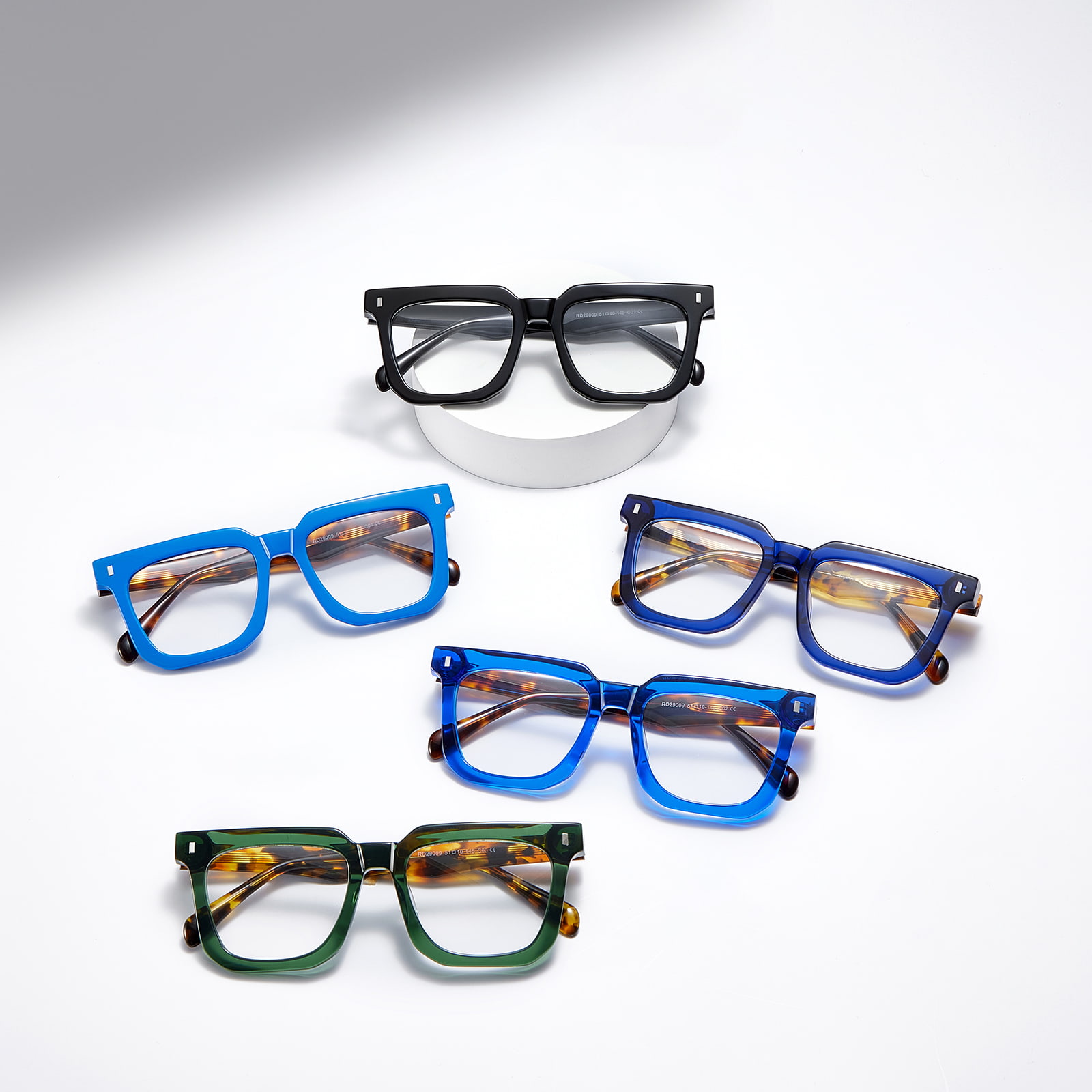 RD29009 Auffällige Acetatbrille mit quadratischem Rahmen und Schildpattstruktur