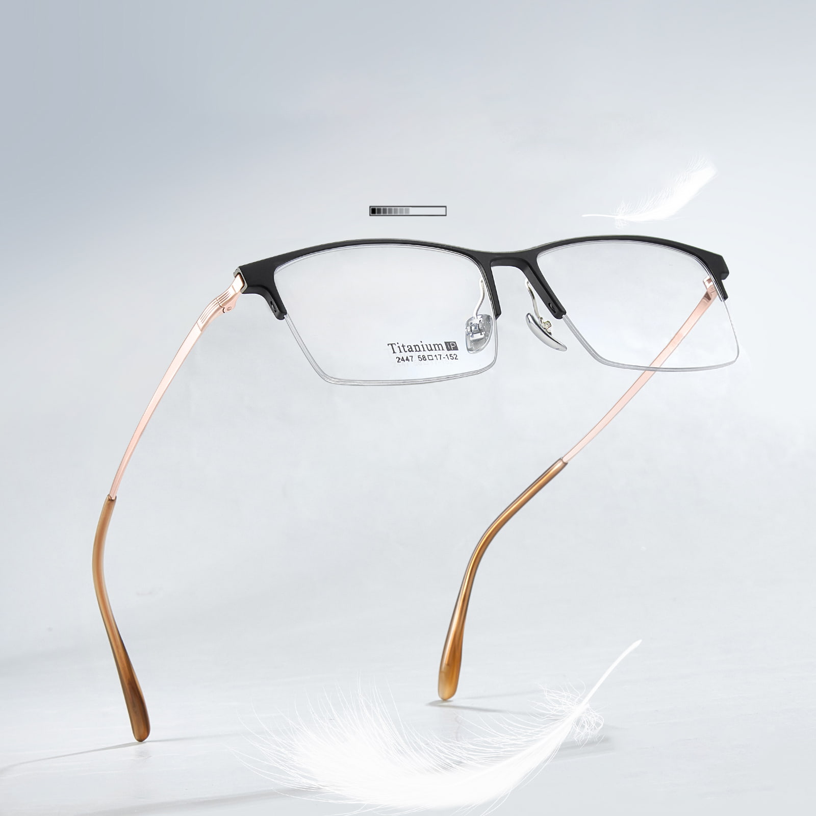 2447 Computer-Büro, große Halbrahmen-Aluminium-Magnesium-Brille