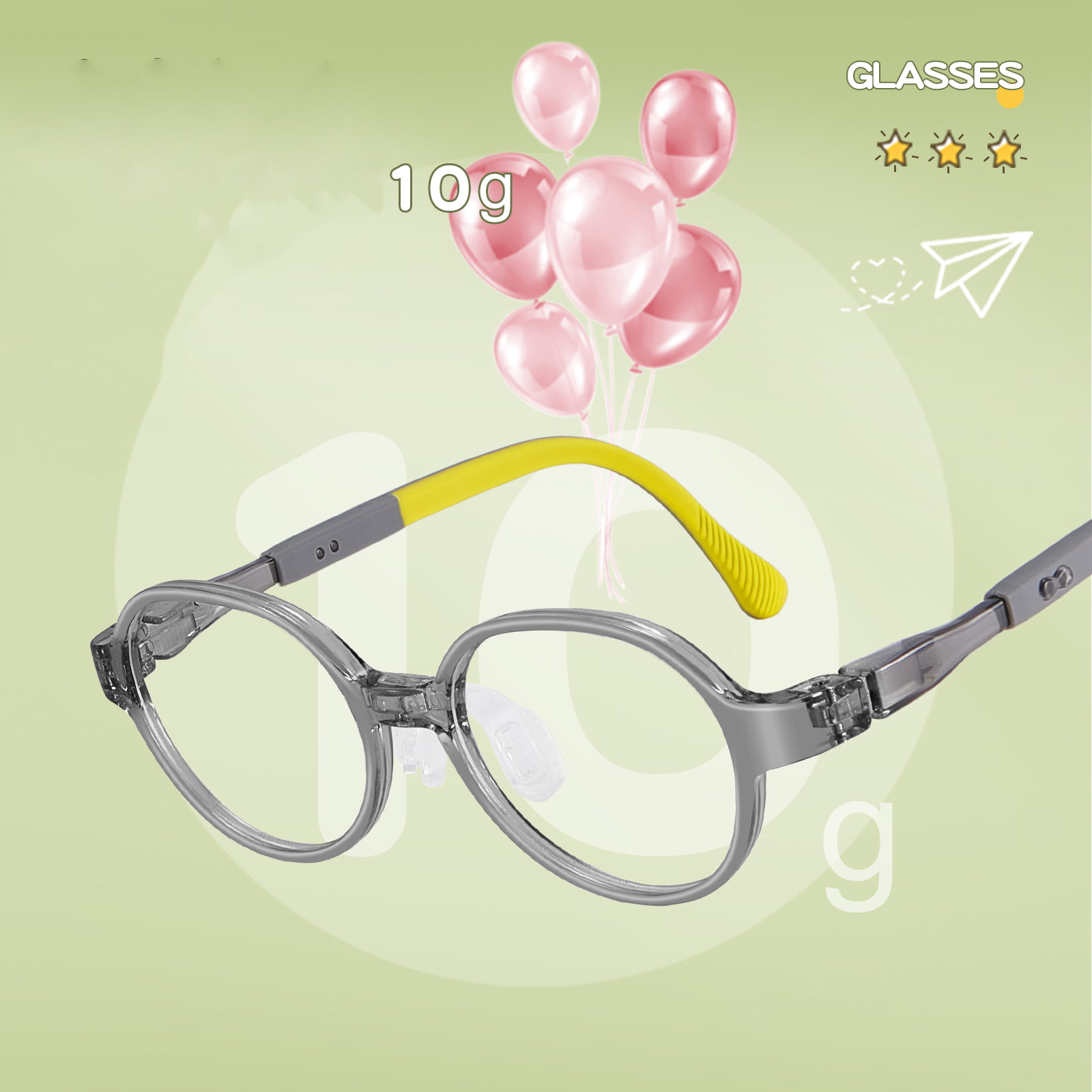 2072 Student-Brille mit verschleißfestem, weichem Silikon-Nasenpolster und Bügelscharnier
