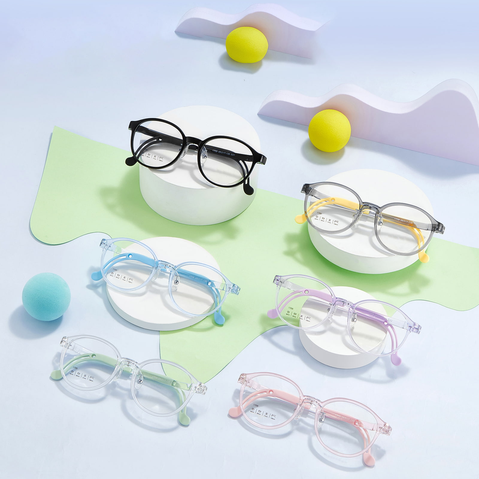 1709 Schlagfeste und flexible Nasenpolsterbrille aus weichem Silikon für Kinder