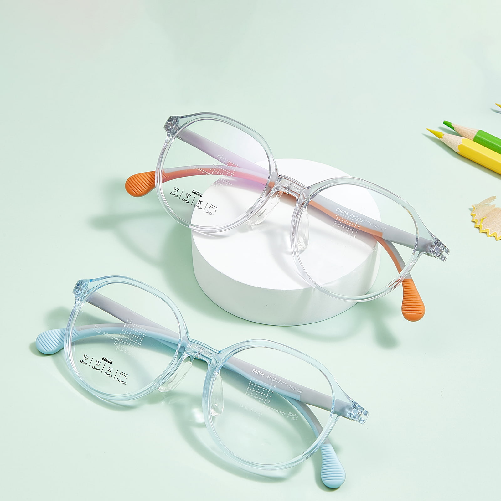 66006 Mehrfarbige U-förmige Nasenpolsterbrille aus weichem Silikon für Kinder