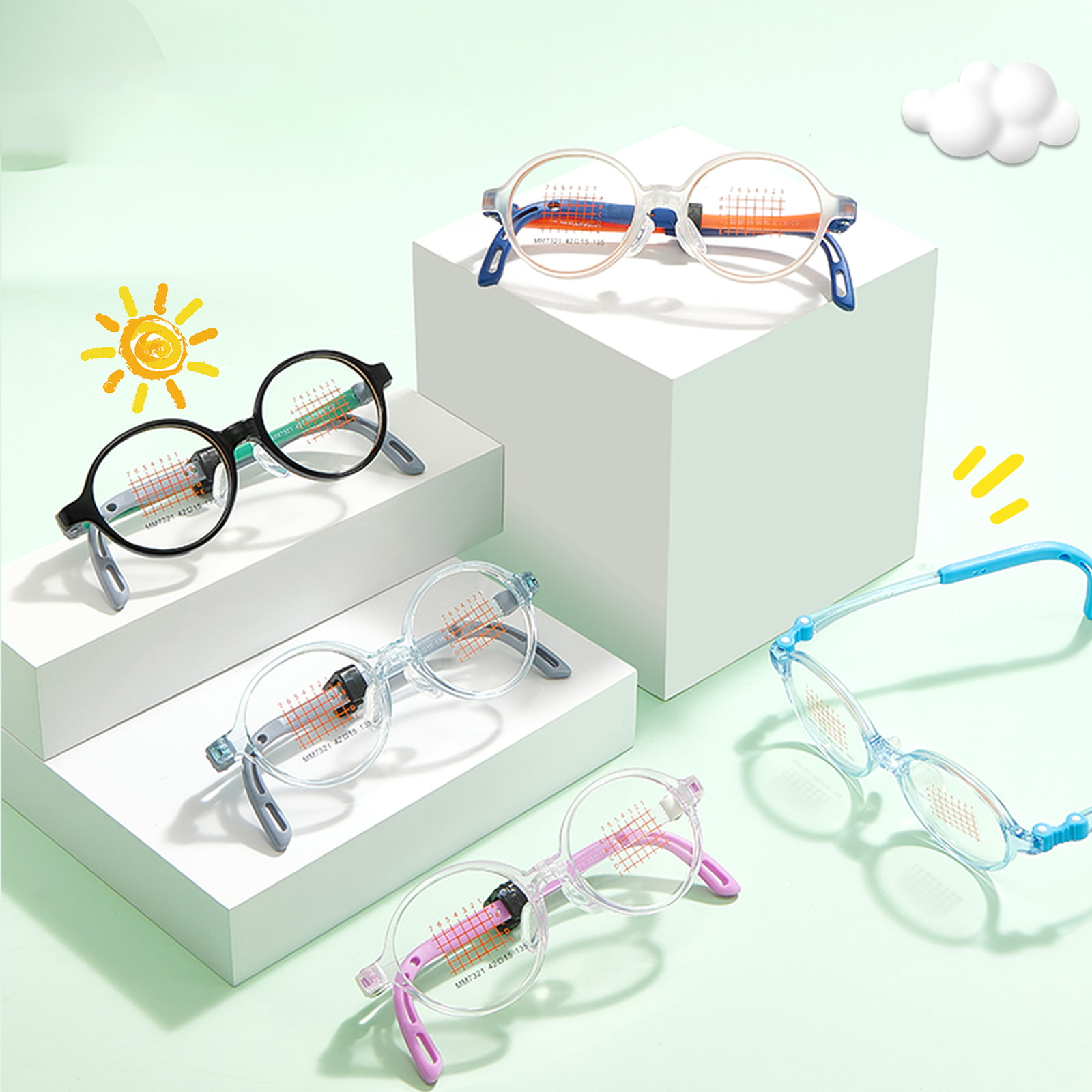 MM7321 EMS-Brille mit verstellbarem Bügel und Anti-Biegung