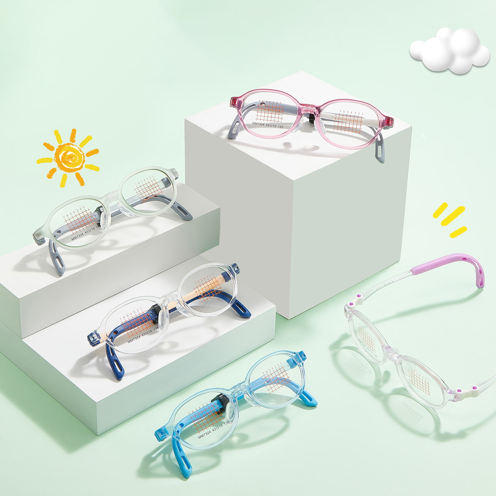 MM7324 Unzerbrechliche EMS-Brille mit verstellbaren Bügeln