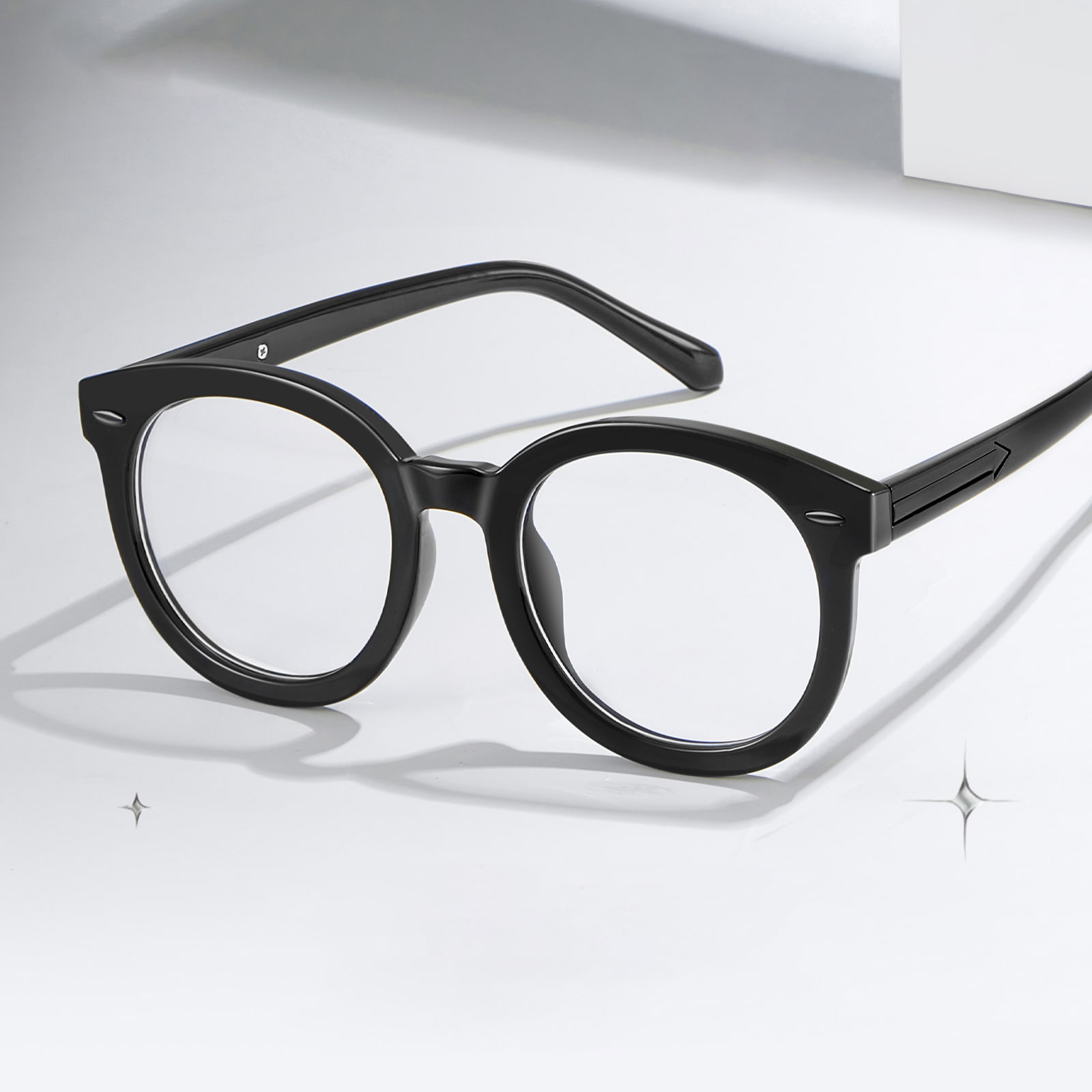8391 Anti-Blaulicht-Brille mit großem runden Rahmen und Pfeilbügeln