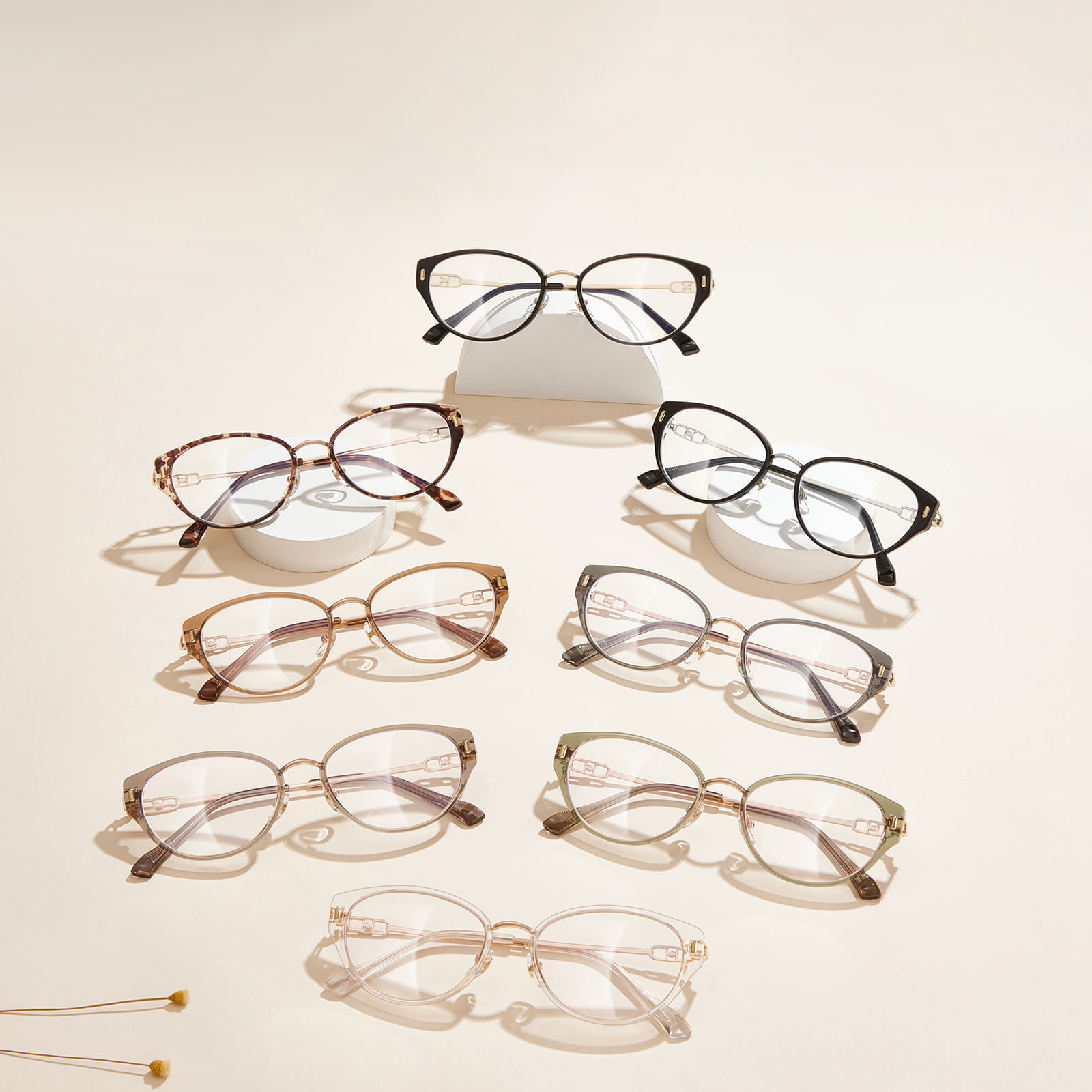S12008 Cat-Eye-Brille mit hohlem Innenring und Anti-Blaulicht-Brille