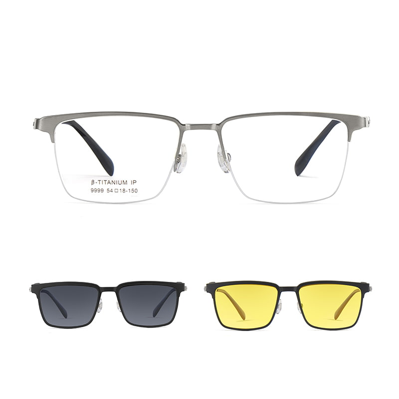9999 Magnetische Sonnenbrille mit gebürstetem Drei-in-Eins-Halbrahmen