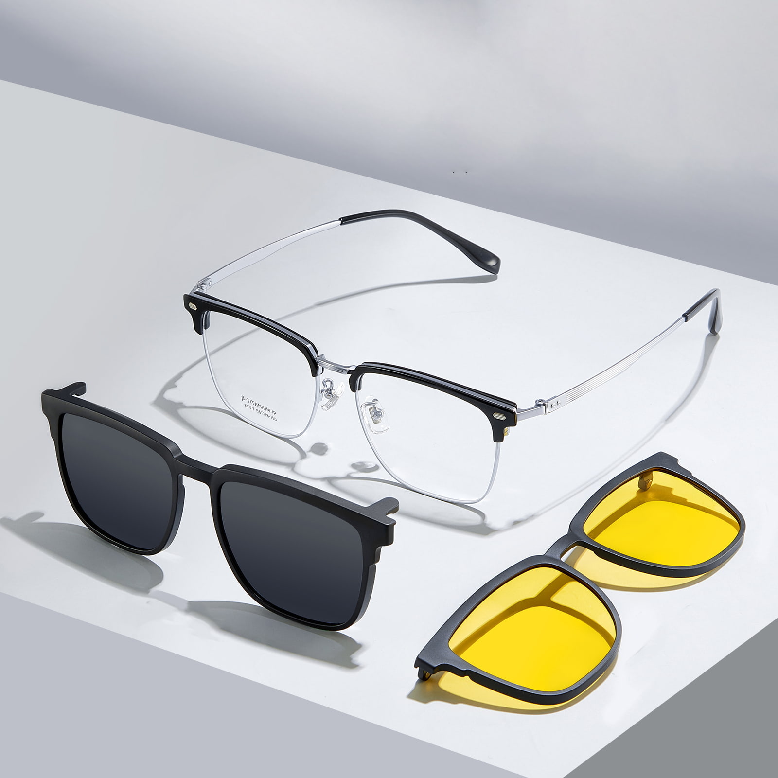 5577 Tragbarer Augenbrauenhalter zum Fahren, 3-in-1-Magnet-Sonnenbrille